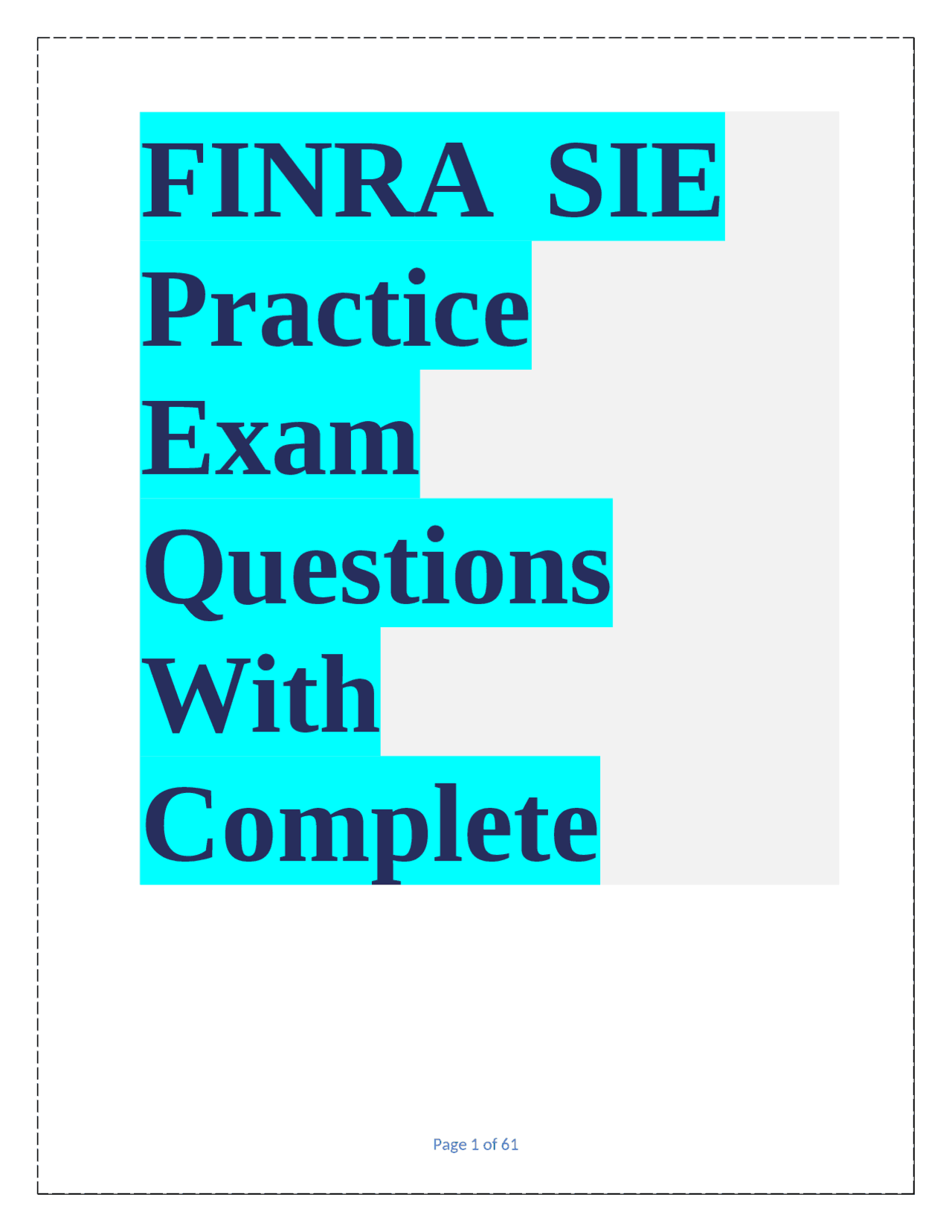 FINRA SIE Practice Exam Questions With Complete Solutions 2023 updated