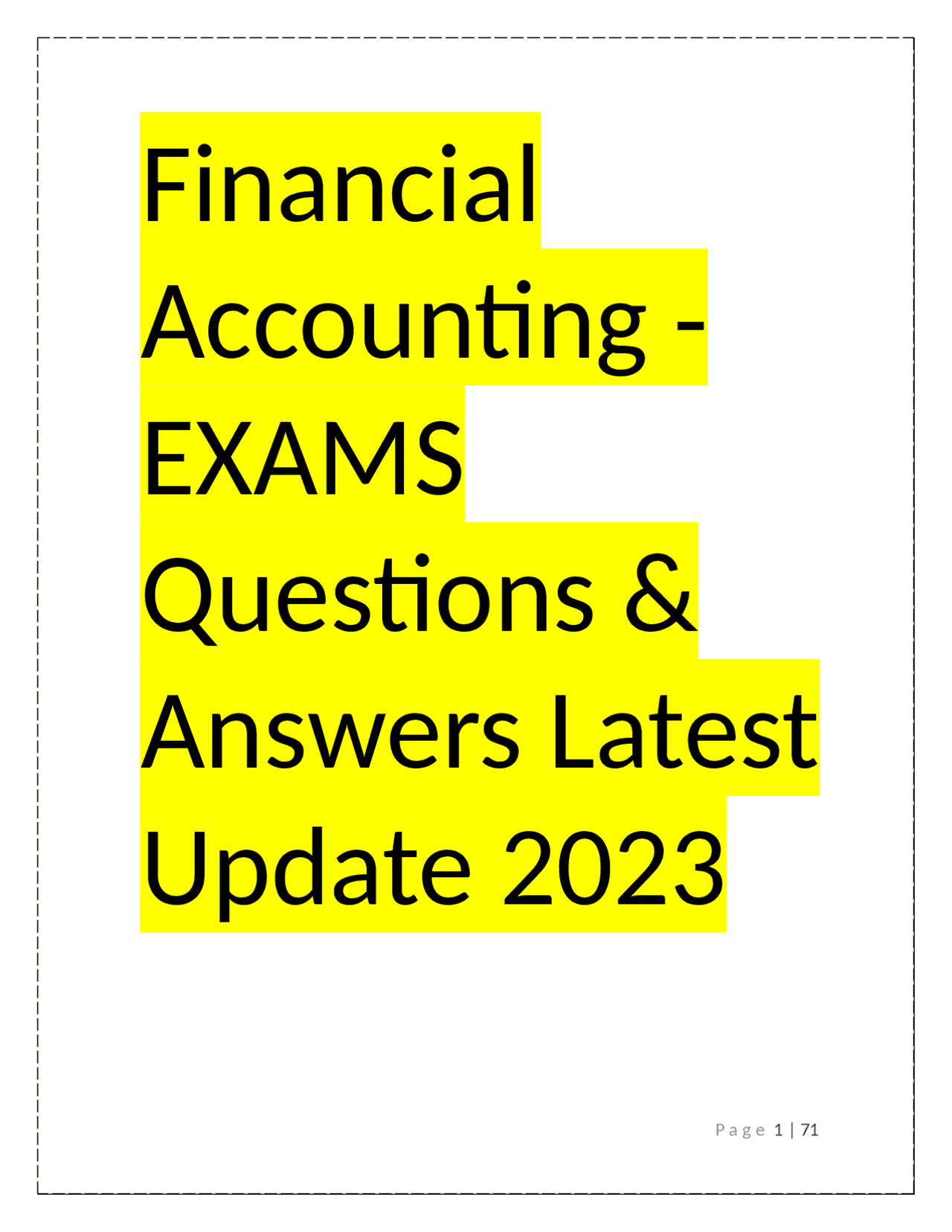 Financial Accounting - EXAMS Questions & Answers Latest Update 2023 ...