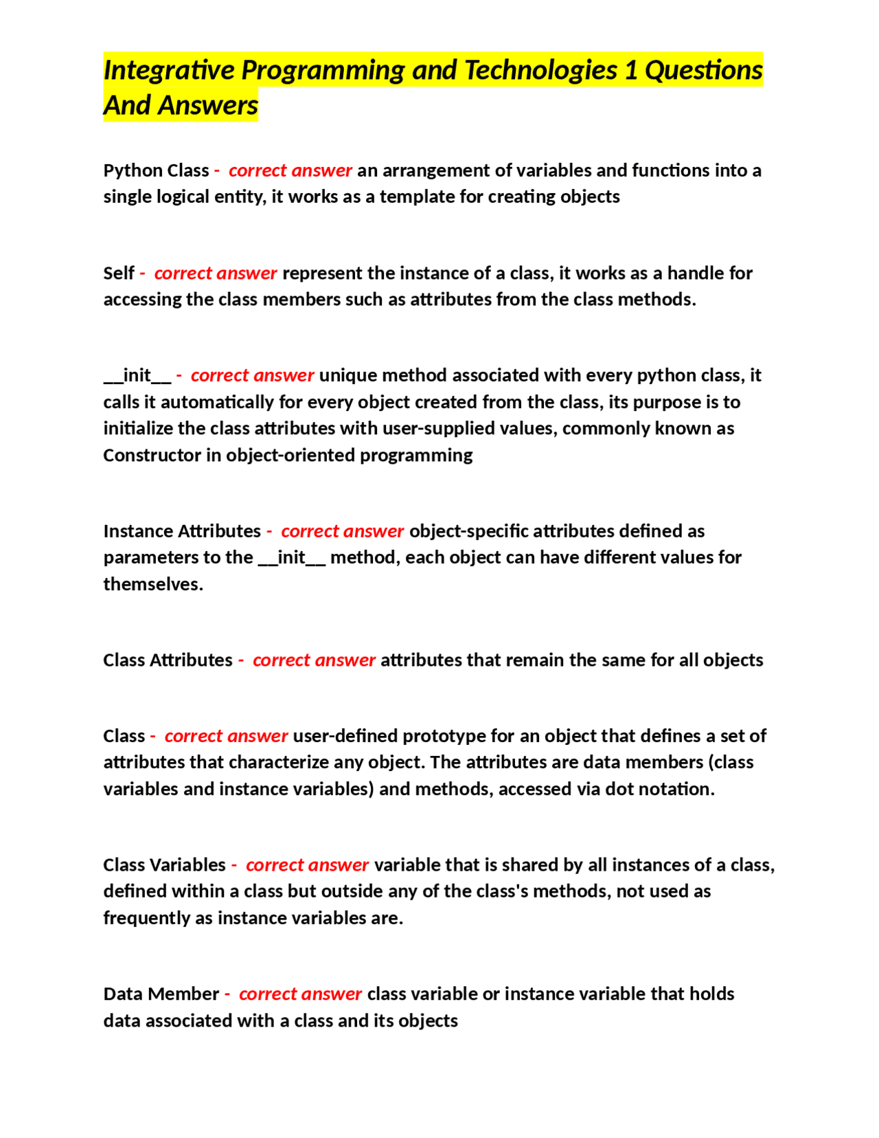 Integrative Programming and Technologies 1 Questions And Answers ...