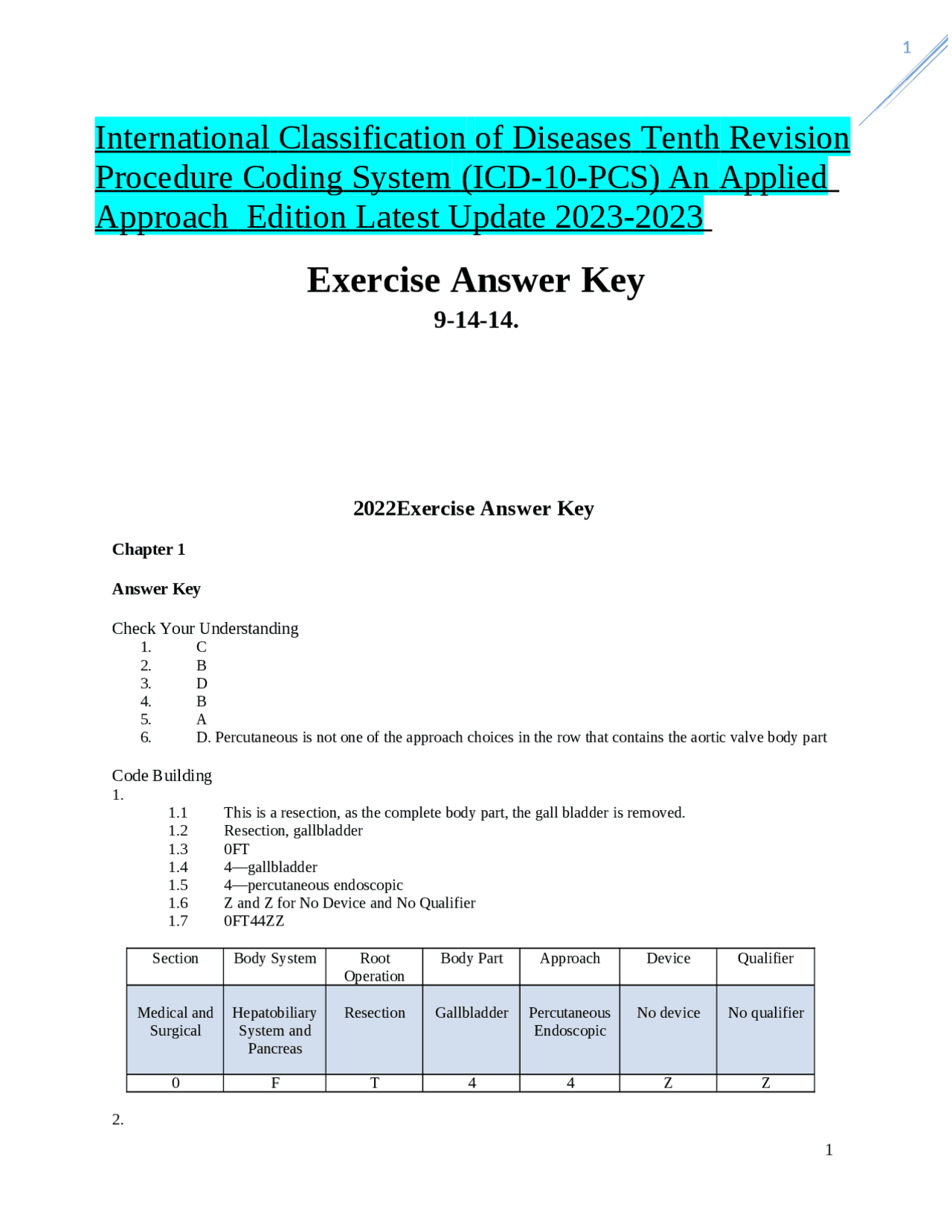 ICD-10-PCS Procedure Coding System | Exams Nursing | Docsity