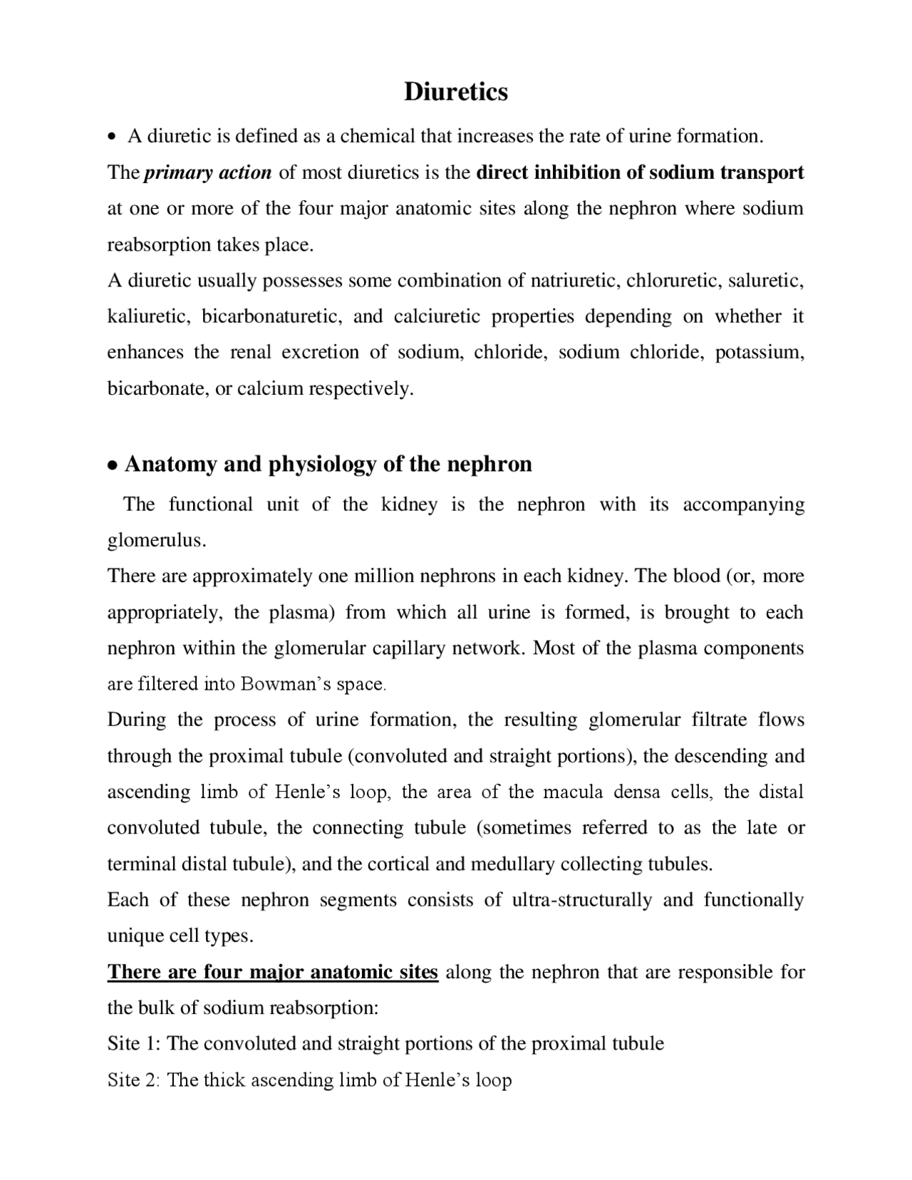 Diuretics Sample Diuretics (Medicinal Chemistry) | Lecture notes Pharmaceutical ...