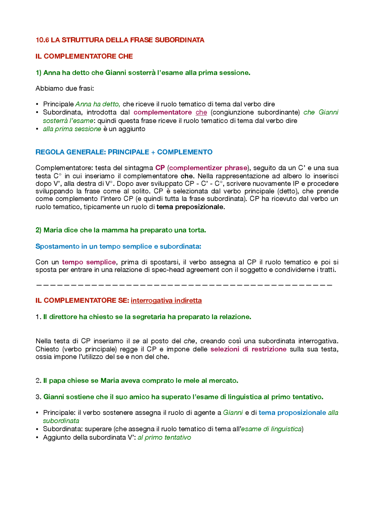 La frase subordinata | Appunti di Italiano | Docsity