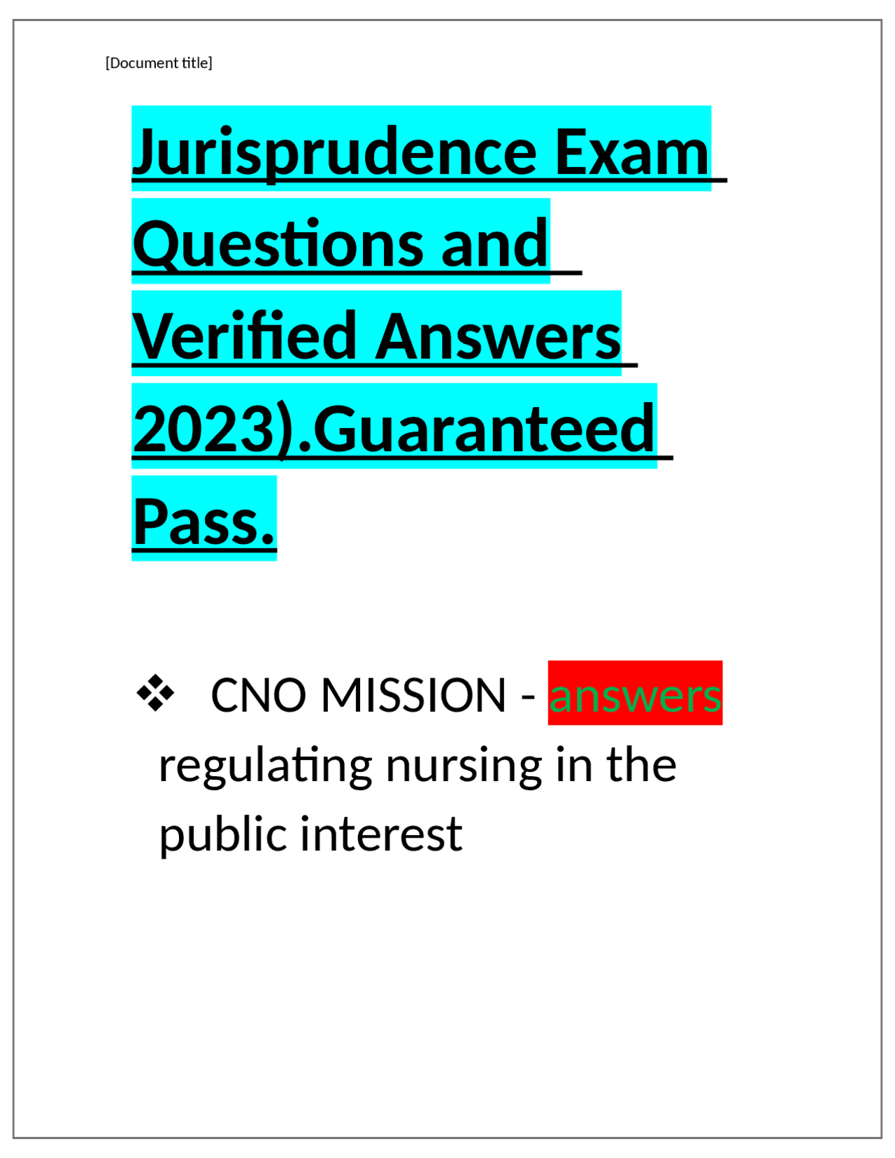 Jurisprudence Exam Questions and Verified Answers 2023).Guaranteed Pass ...