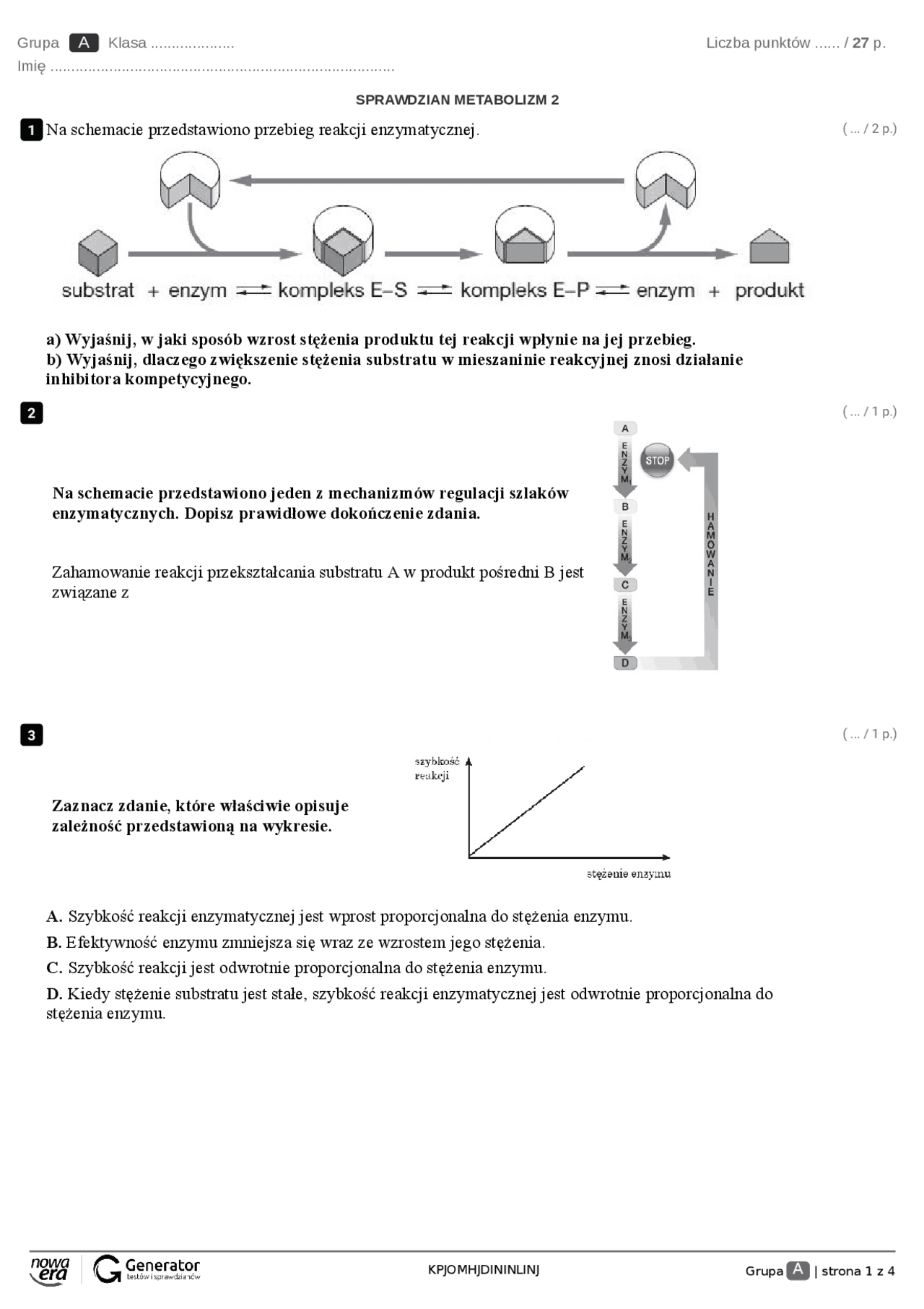 Metabolizm Sprawdzian Nowa Era Biologia Odpowiedzi www.docsity.com