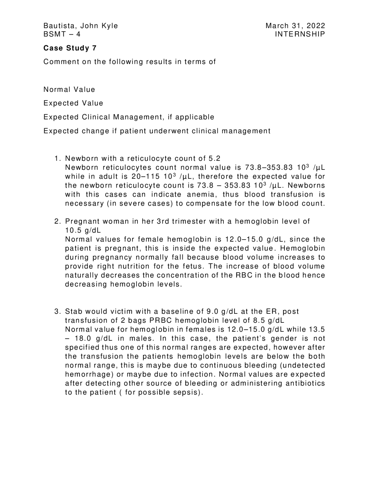 its about normal ranges and case studies about patient results | High ...