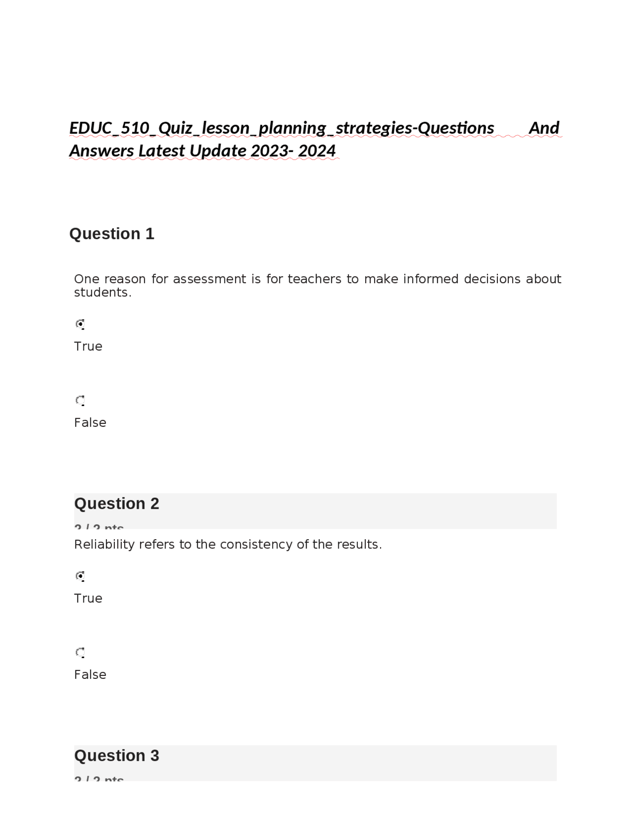 EDUC_510_Quiz_lesson_planning_strategiesQuestions And Answers Latest