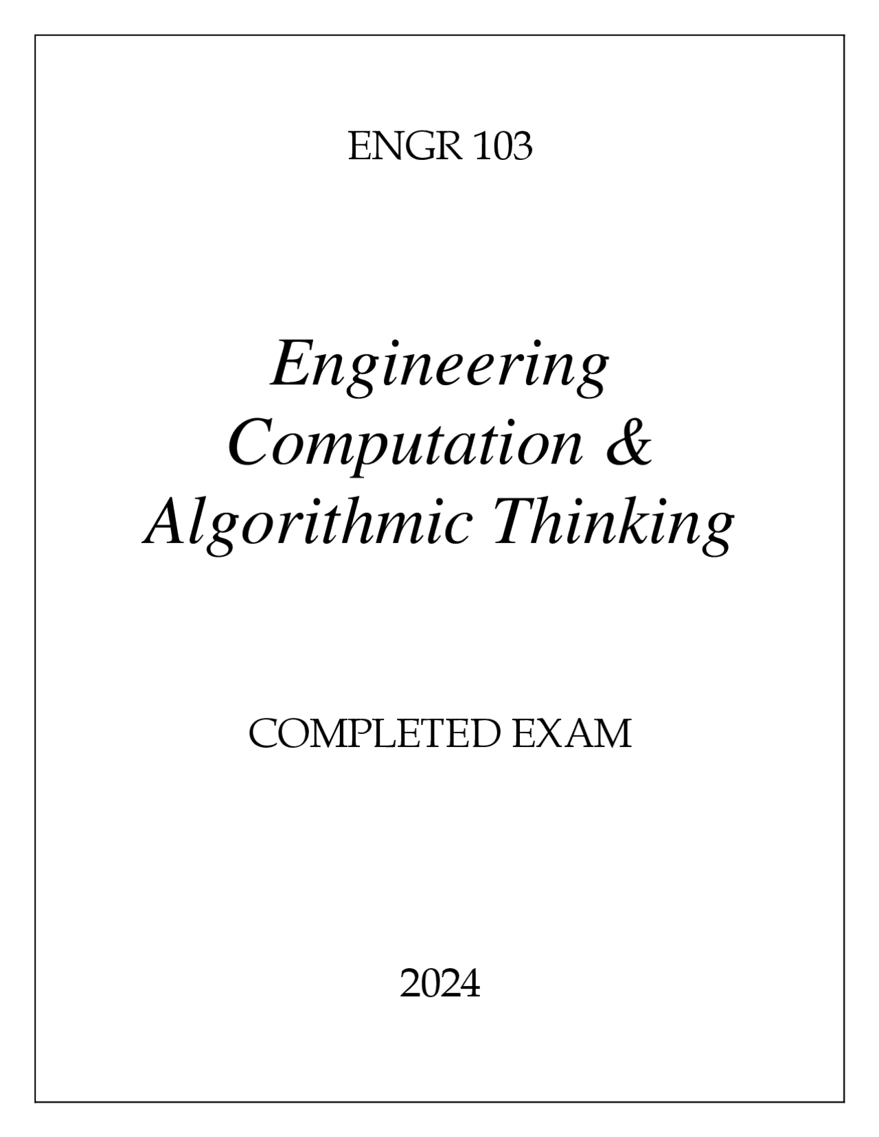 Engineering Computation & Algorithmic Thinking Exam | Exams Engineering ...
