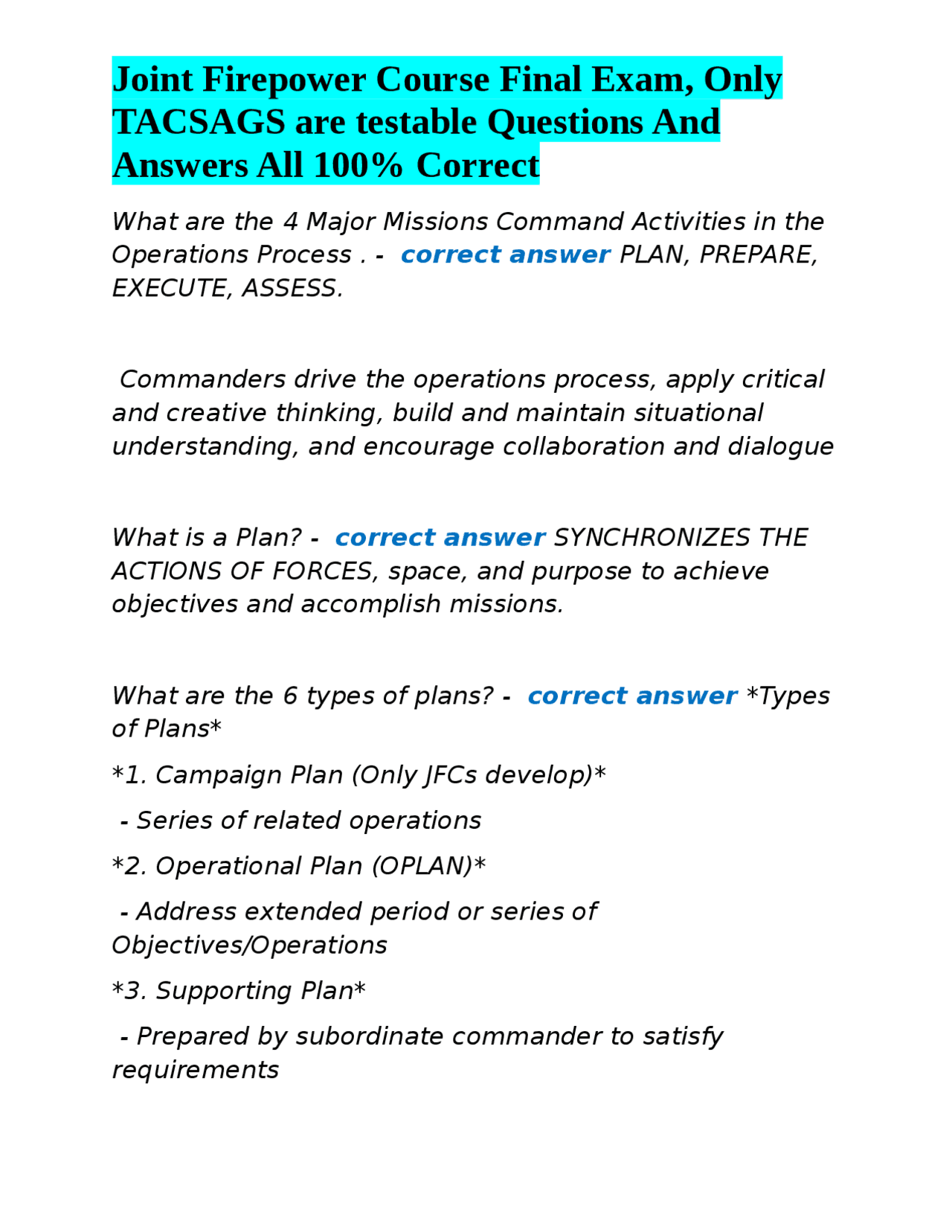 Joint Firepower Course Final Exam Review Exams Socialization and the Life Course Docsity