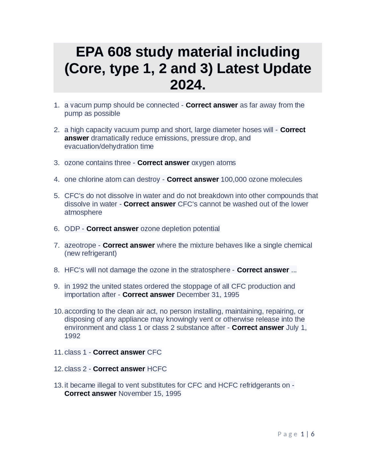 EPA 608 Study Material Exams Structures and Materials Docsity