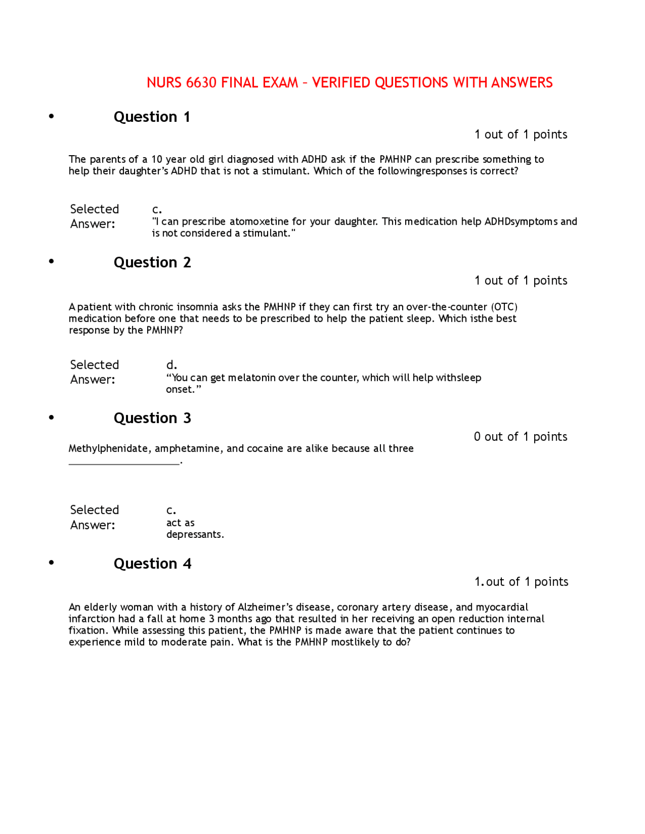 NURS 6630 Final Exam - Verified Questions with Answers | Exams Nursing ...