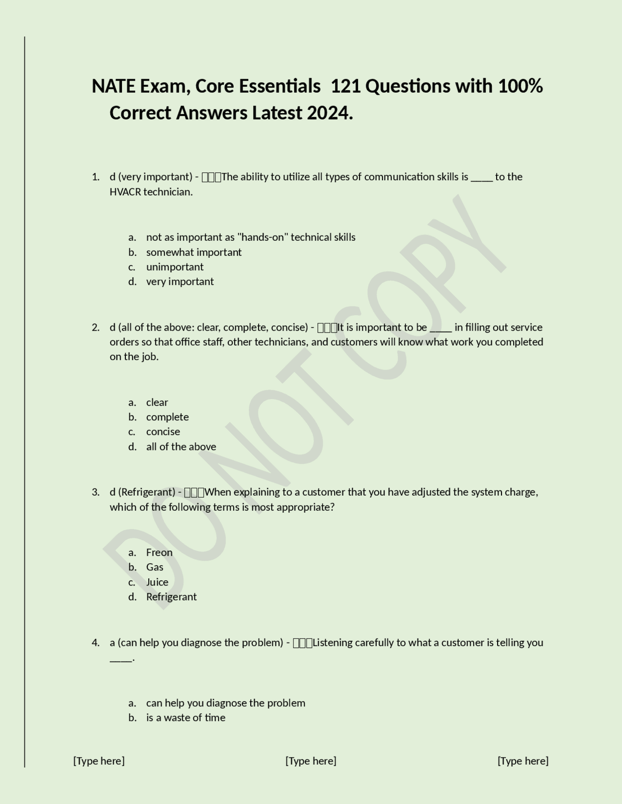 NATE Exam, Core Essentials 121 Questions with 100 Correct Answers