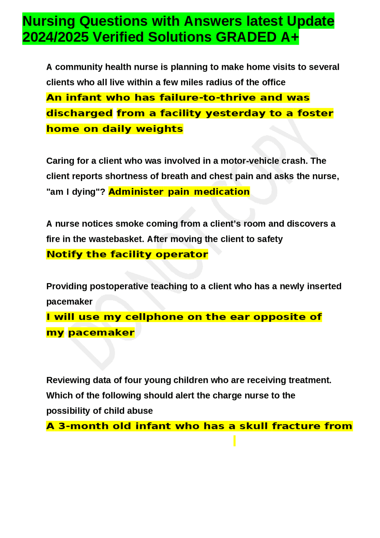 Nursing Questions With Answers Latest Update 2024 2025 Verified Solutions Graded A Exams Nursing Questions With Answers Latest Update 2024 2025 Verified Solutions Graded A Exams
