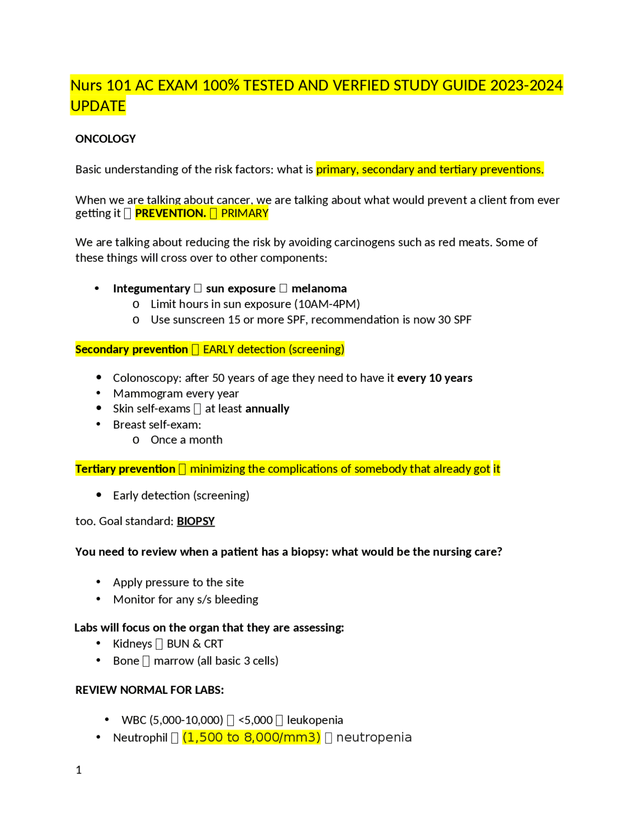Nurs 101 AC EXAM 100% TESTED AND VERFIED STUDY GUIDE 2023-2024 UPDATE ...