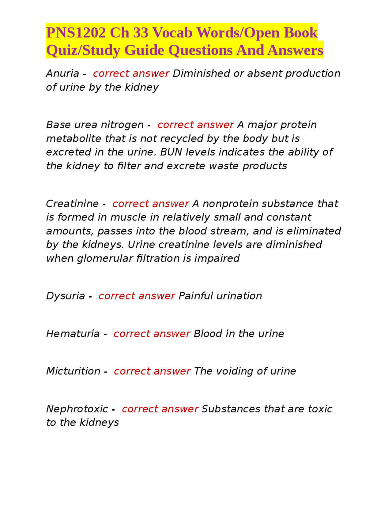 PNS1202 Ch 33 Vocab Words/Open Book Quiz/Study Guide Questions And ...