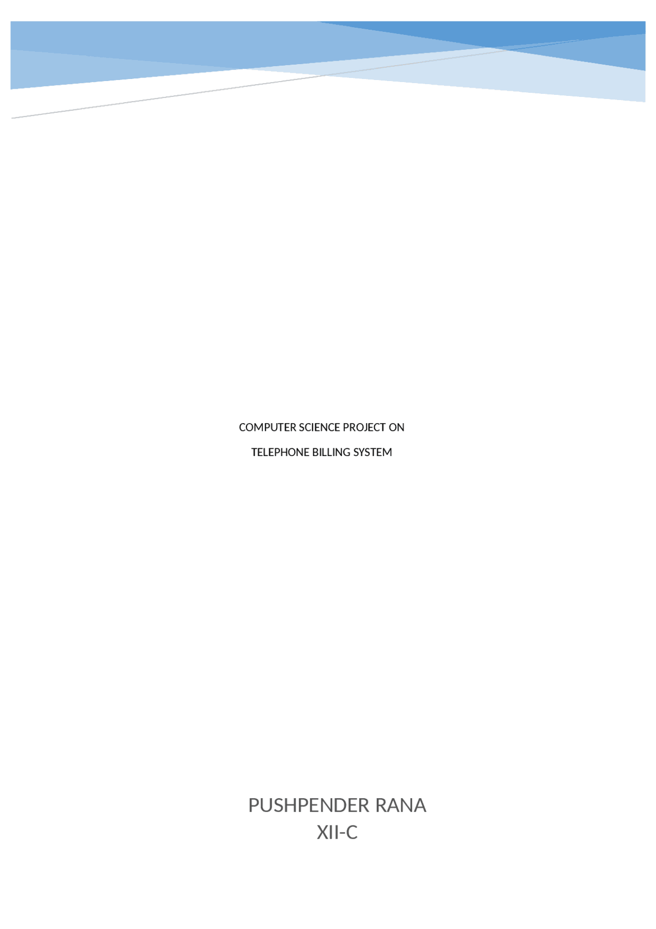 Telephone Billing System in Python | Cheat Sheet Computer science | Docsity