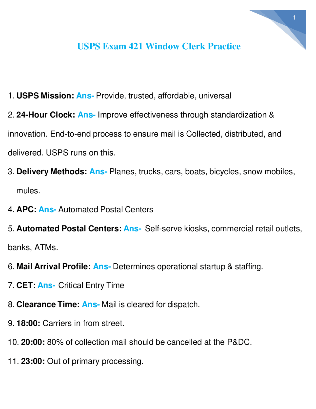 USPS Exam 421 Window Clerk Study Guide Solutions Latest update 2024 ...