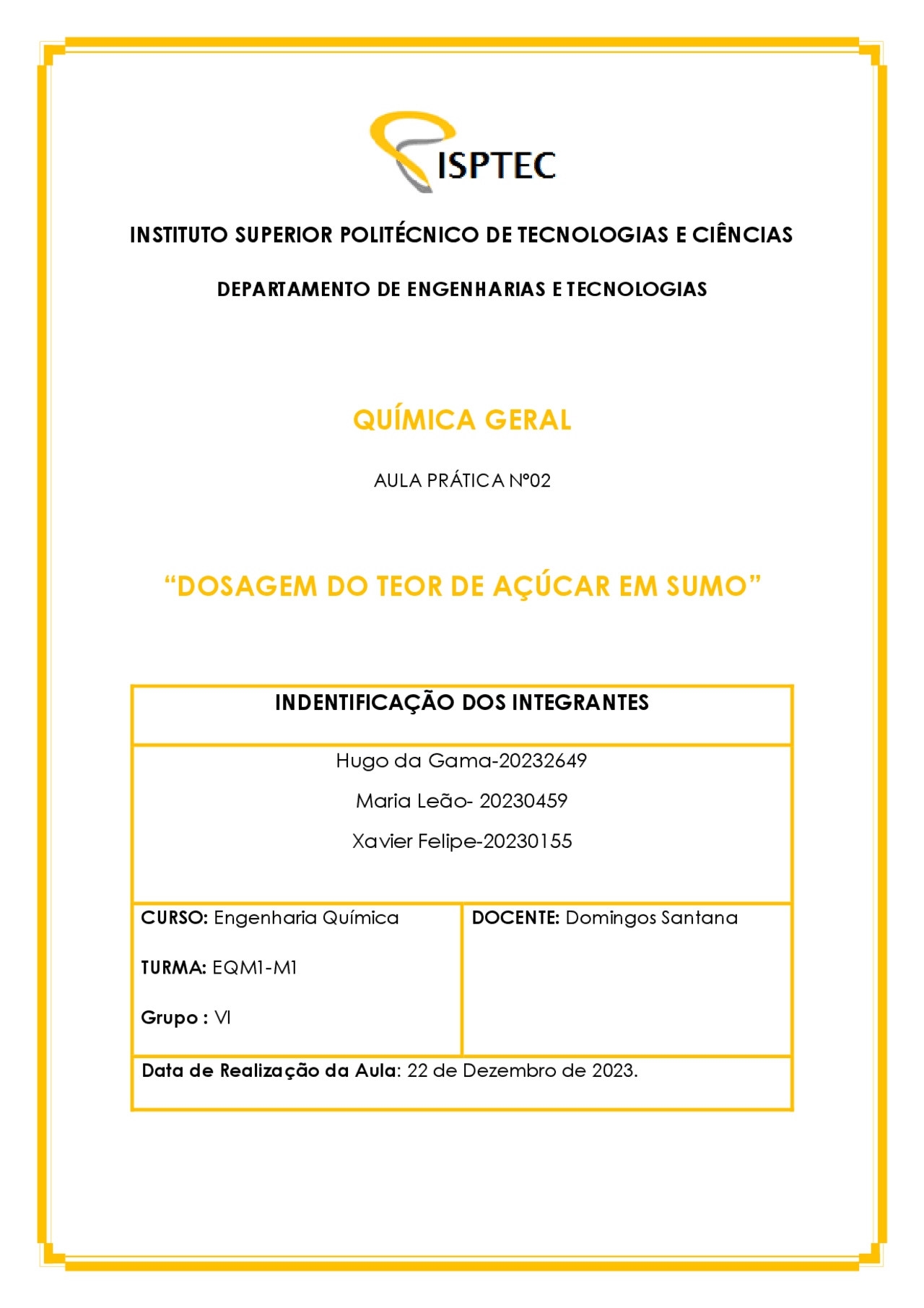 Teor Dosagem do teor de açúcar em sumos | Esquemas Química | Docsity