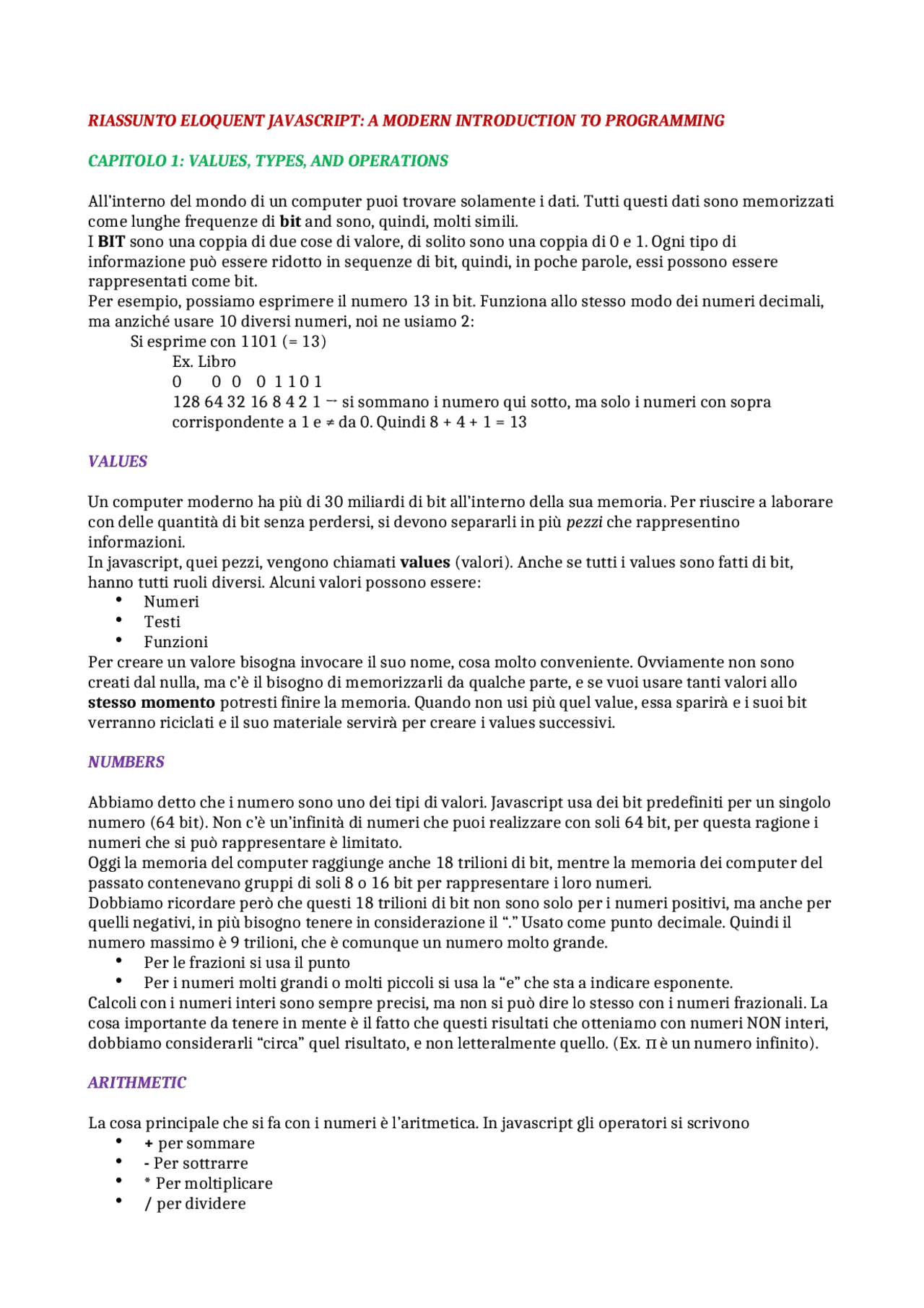 Riassunto Eloquent JavaScript: primi 4 capitoli tradotto in italiano ...