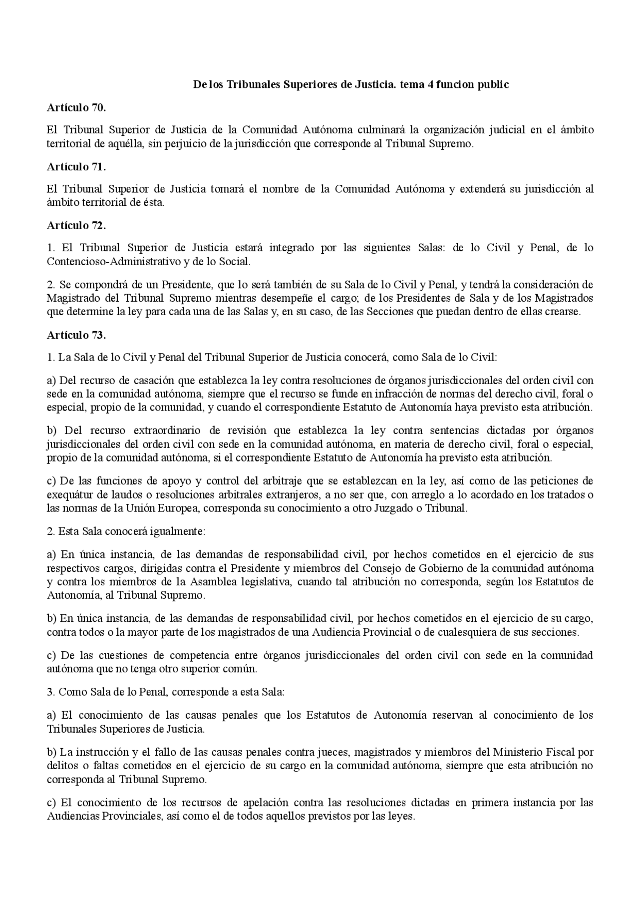 tribunales superiores de justicia | Apuntes de Justicia Penal | Docsity