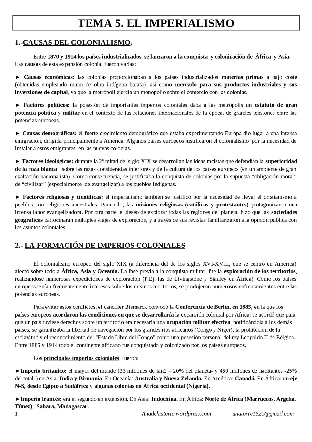 El Imperialismo: Causas, Formación de Imperios y Organización de los ...