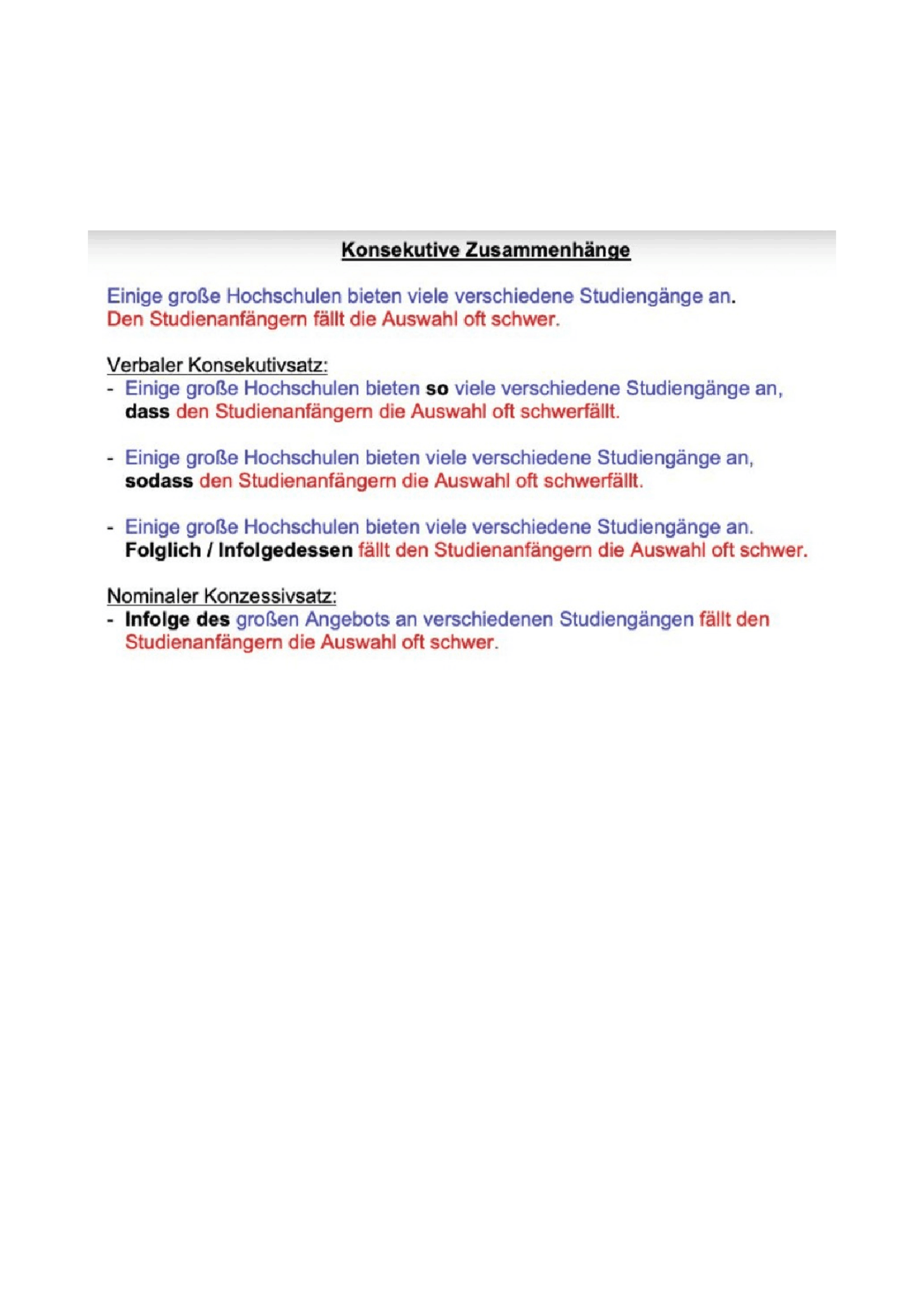 esempi frasi consecutive Schemi e mappe concettuali di Tedesco Docsity