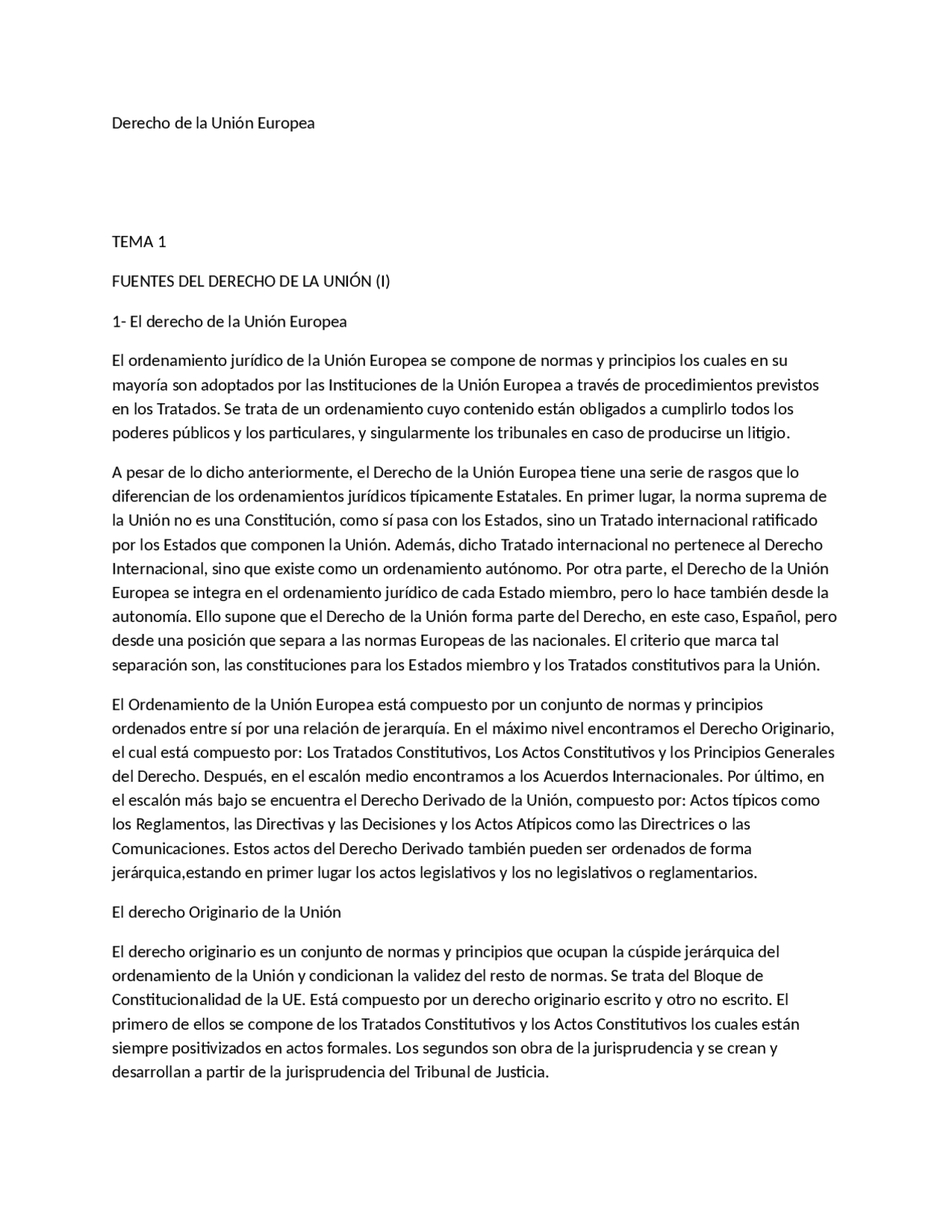 tema 1 y 2 del temario de la unión europea | Apuntes de Derecho de la ...