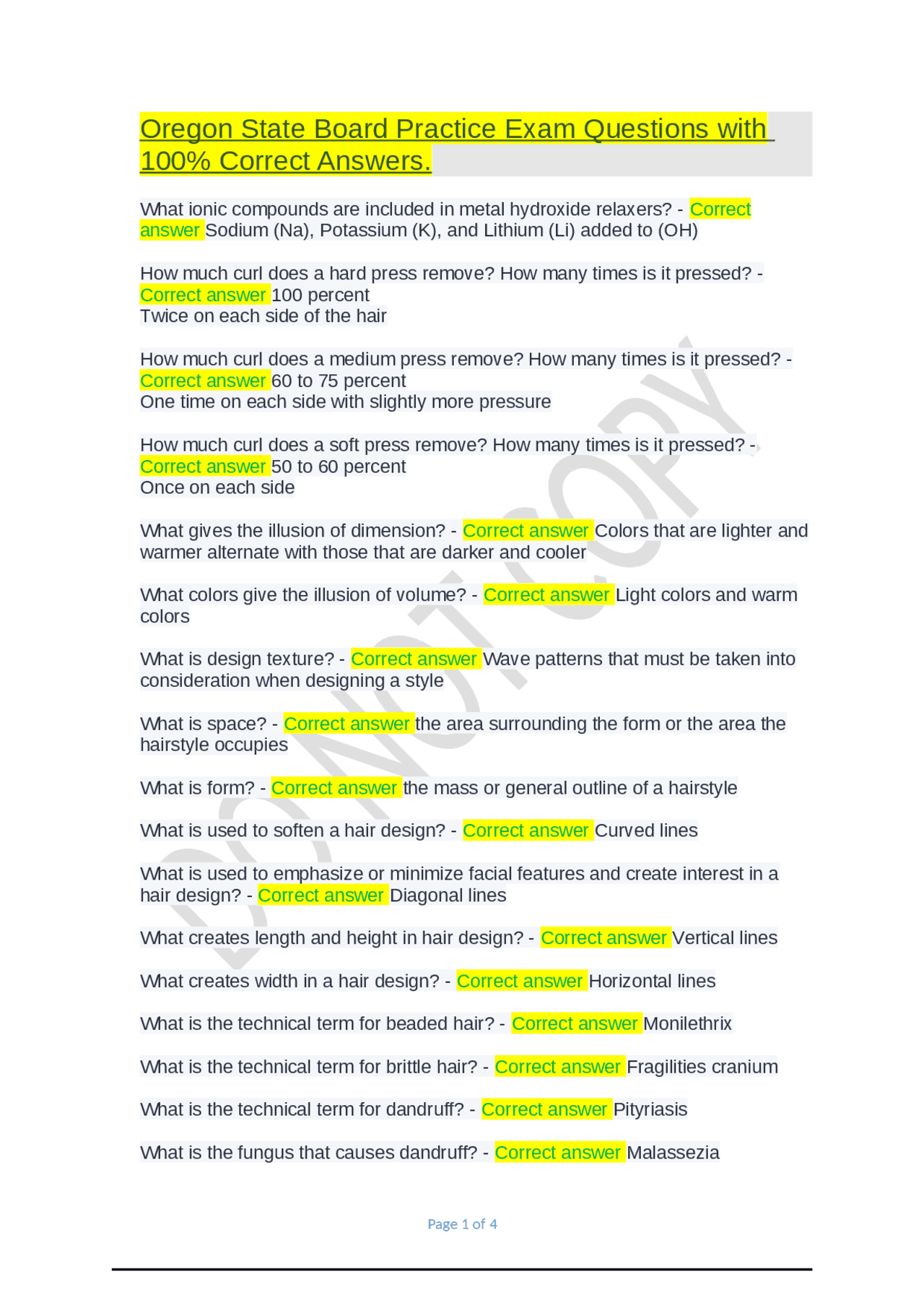 Oregon State Board Practice Exam Questions with 100 Correct Answers