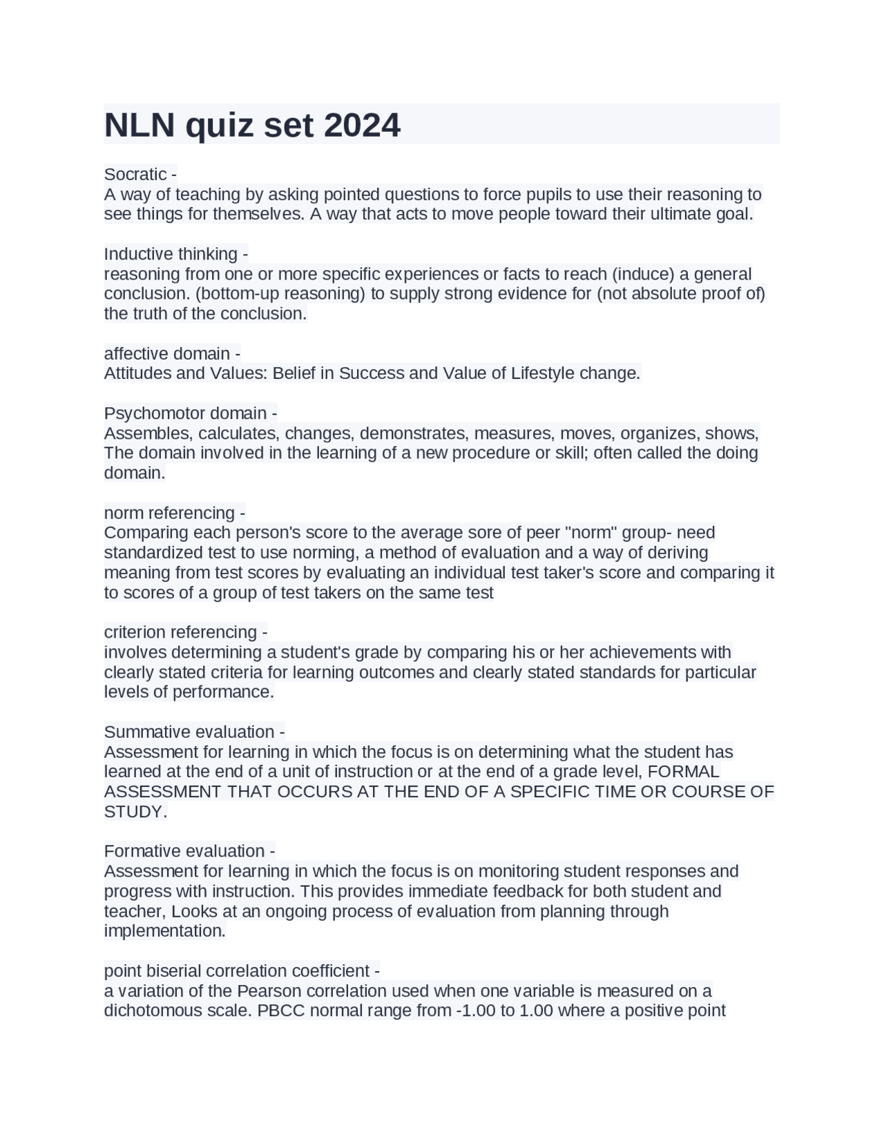 Nln Simulation Evaluation Form NLN Quiz Set 2024 Socratic and Evaluation Strategies | Exams Nursing ...