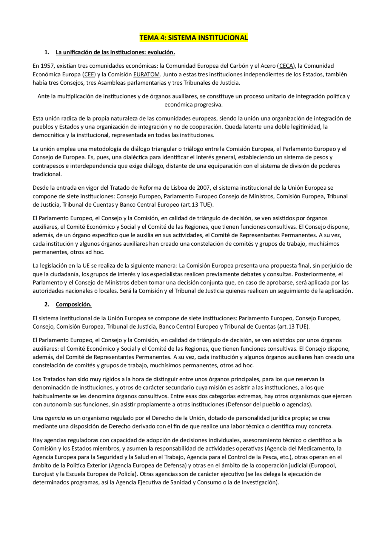 Derecho de la Unión Europea Tema 4 | Apuntes de Derecho de la Unión ...