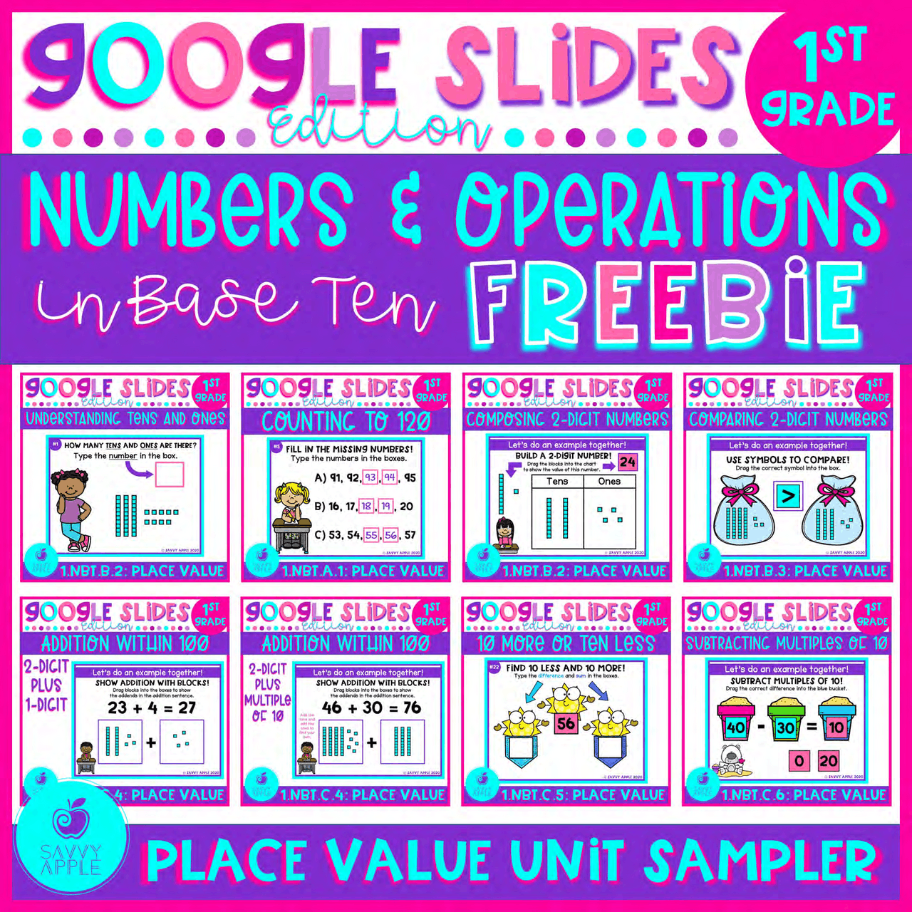 Savvy Apple's 8-Product Bundle for 1st Grade Math: Numbers & Operations ...