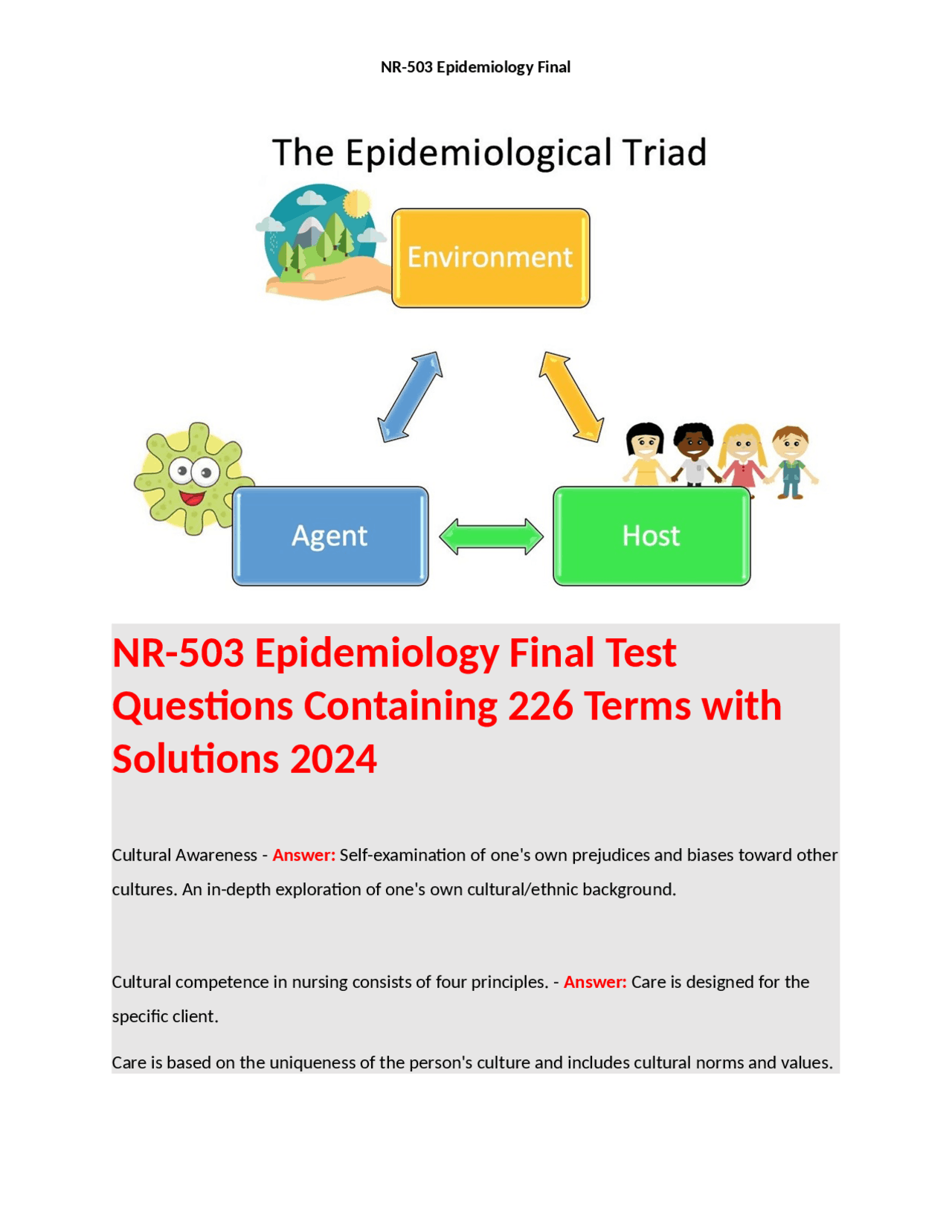 NR503 Epidemiology Final Test Exams Epidemiology Docsity