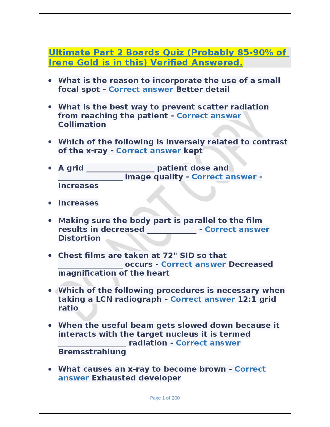 Radiology and Geriatrics: Answers and Explanations | Exams History of ...