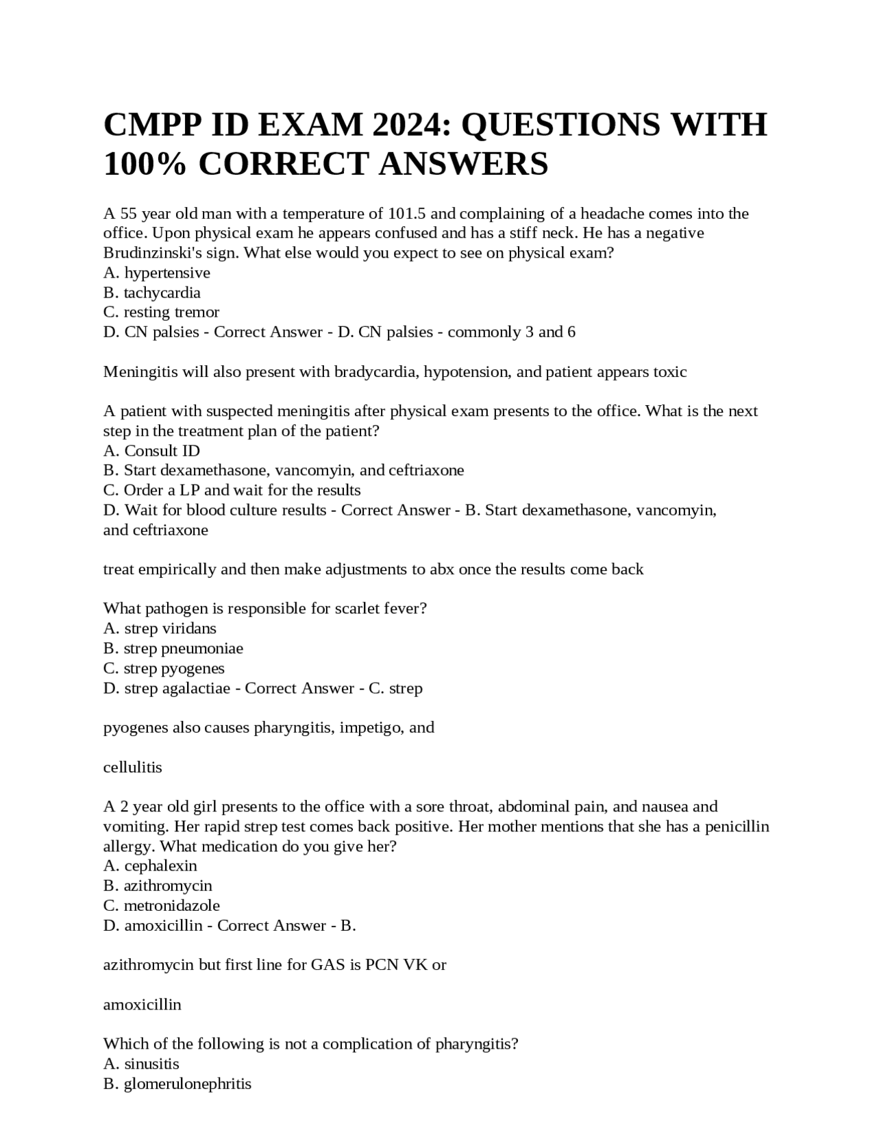 CMPP ID EXAM 2024 QUESTIONS WITH 100 CORRECT ANSWERS GRADED A+