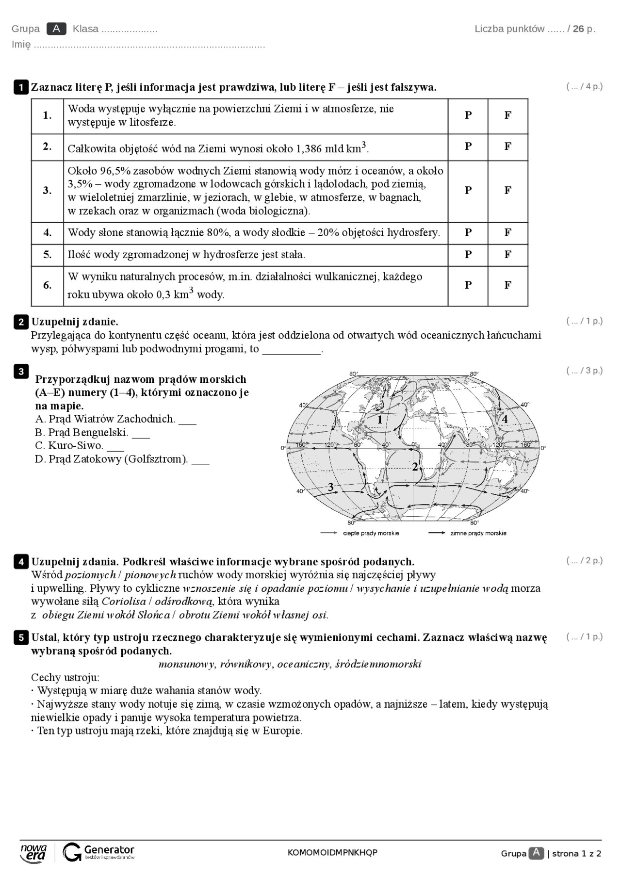 Chemia Sprawdzian Nowa Era źródłaenergii www.docsity.com