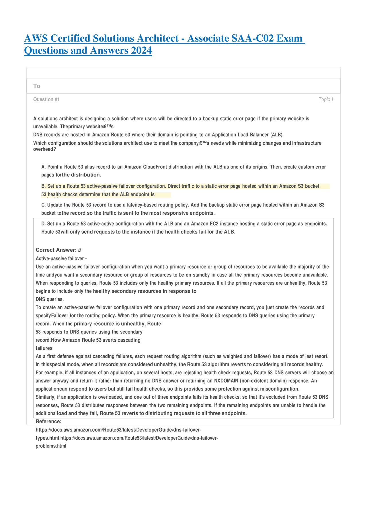 AWS Certified Solutions Architect - Associate SAA-C02 Exam Questions ...