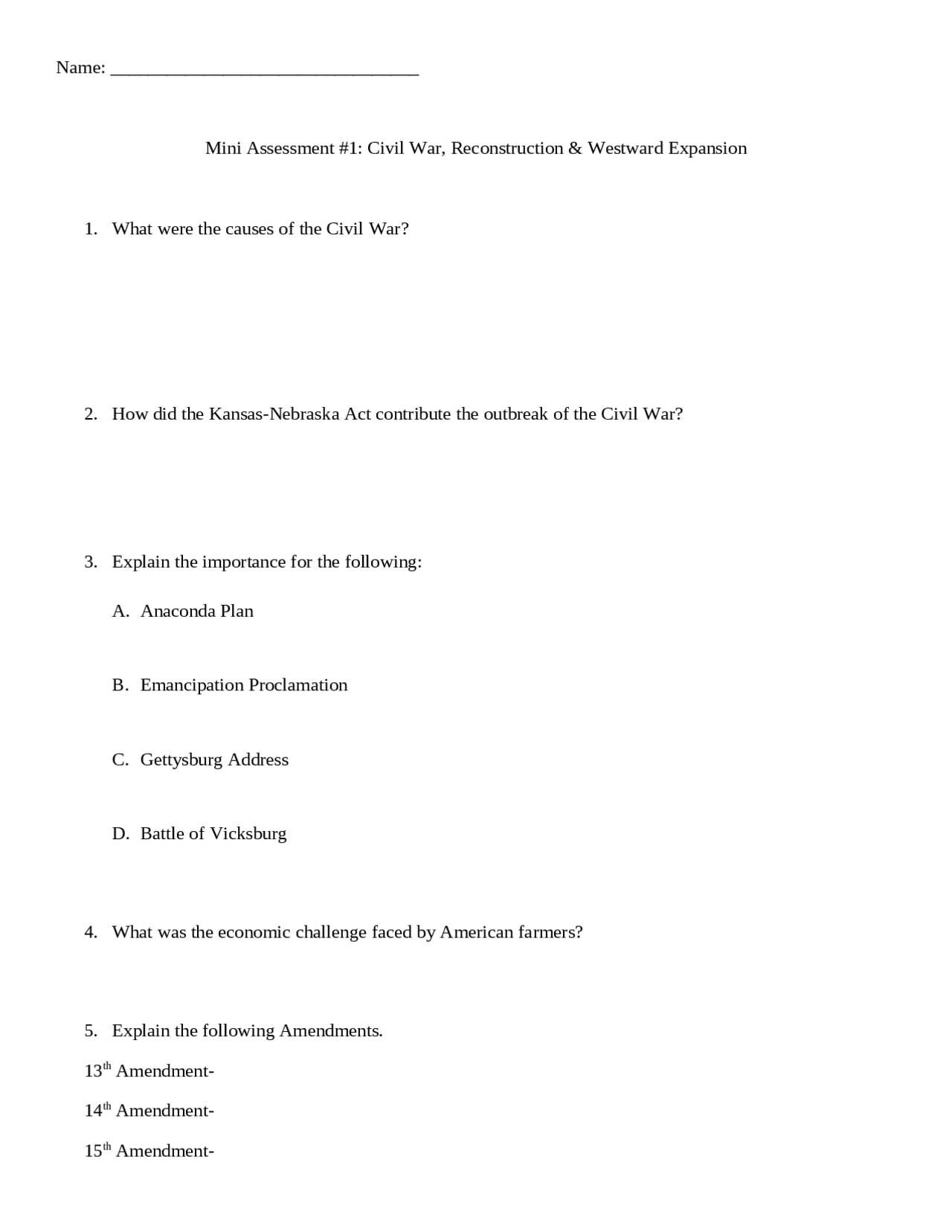 A mini study guide for U.S history | Summaries History | Docsity