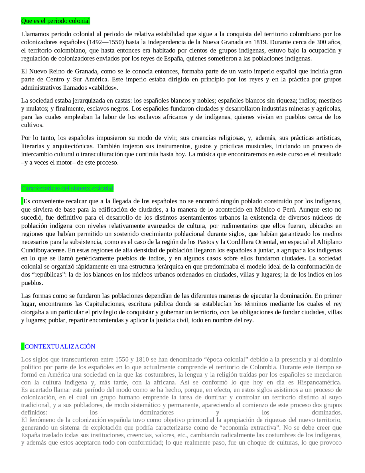 historia social colombiana Apuntes de Historia Docsity