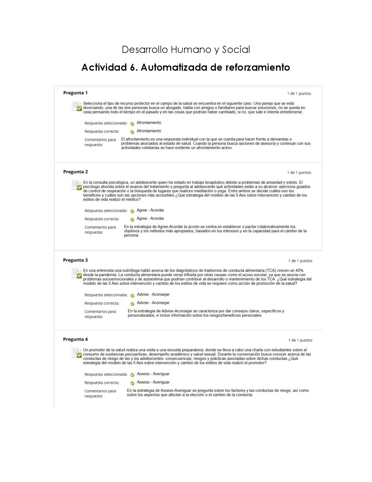 Actividad 6 Automatizada | Exámenes de Desarrollo Humano | Docsity