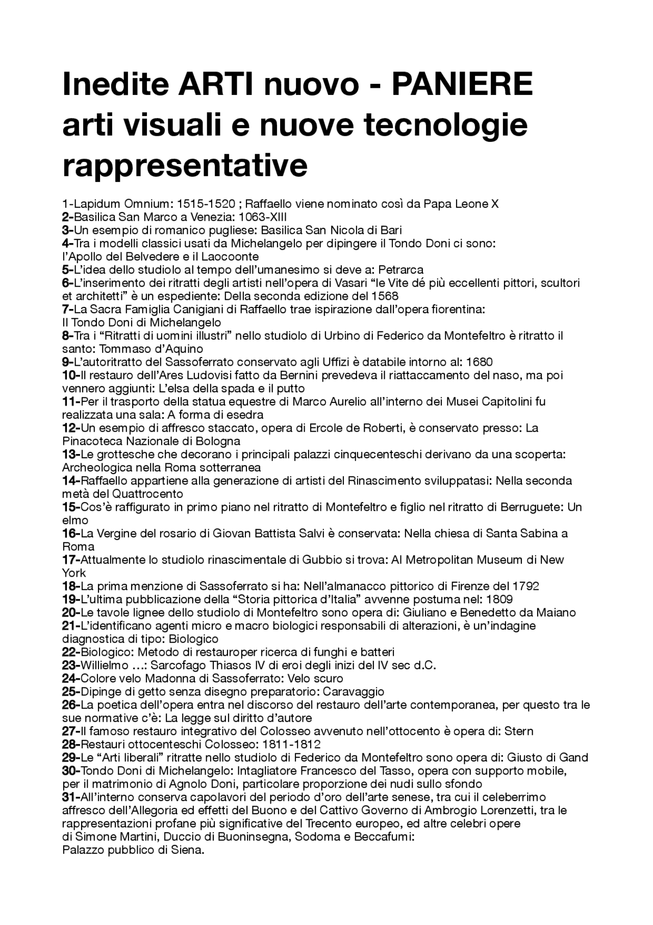 Arti visuali e nuove tecnologie rappresentative EXTRA | Panieri di ...