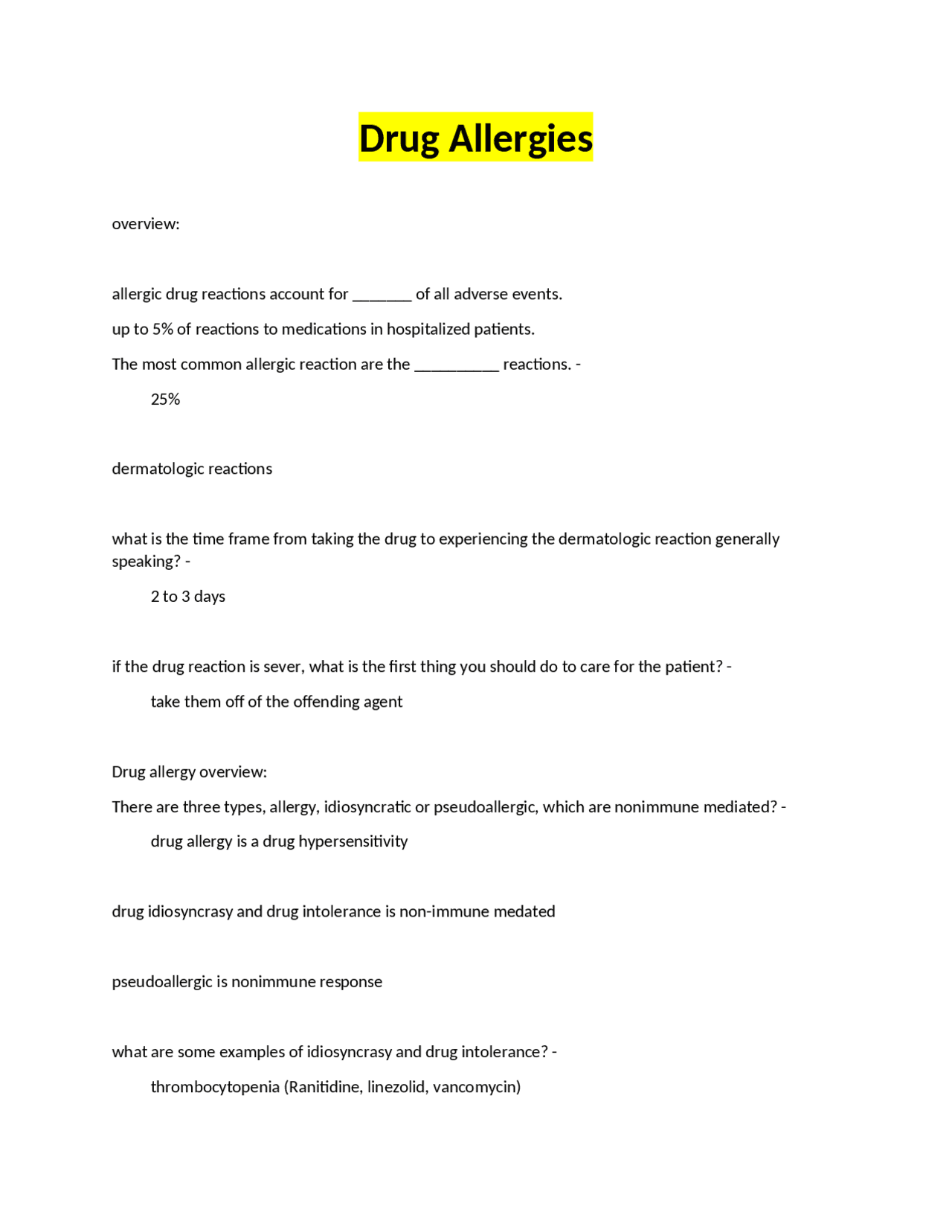 Drug Allergies and Reactions: Types, Causes, and Management | Exams ...