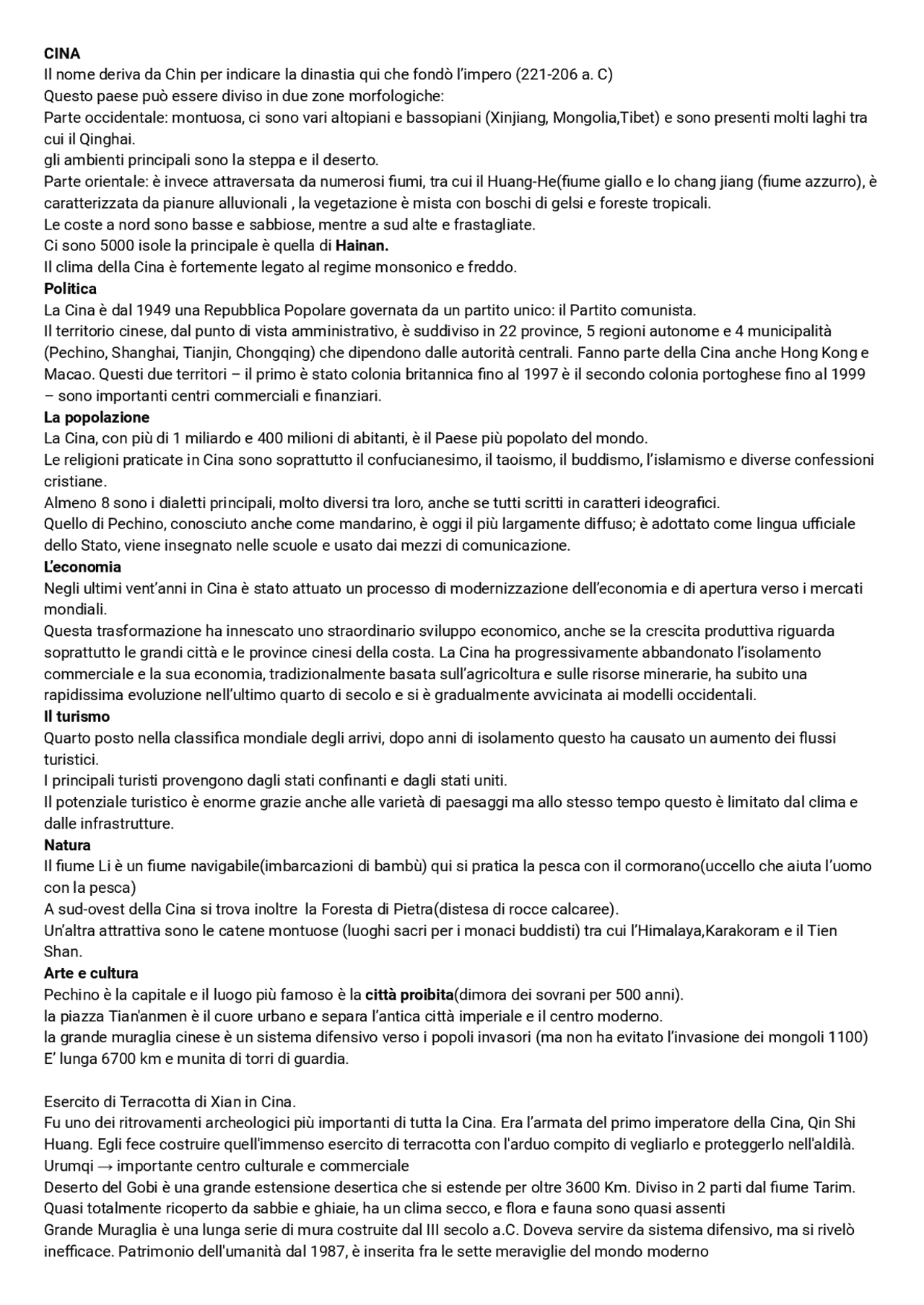 Cina e Giappone senza introduzione Appunti di Geografia Turistica