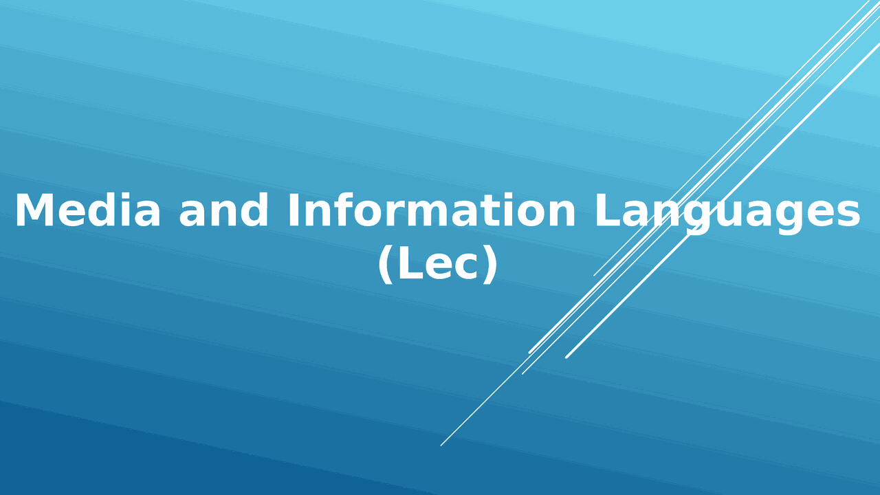 Media and Information Literacy | Slides Media Management | Docsity