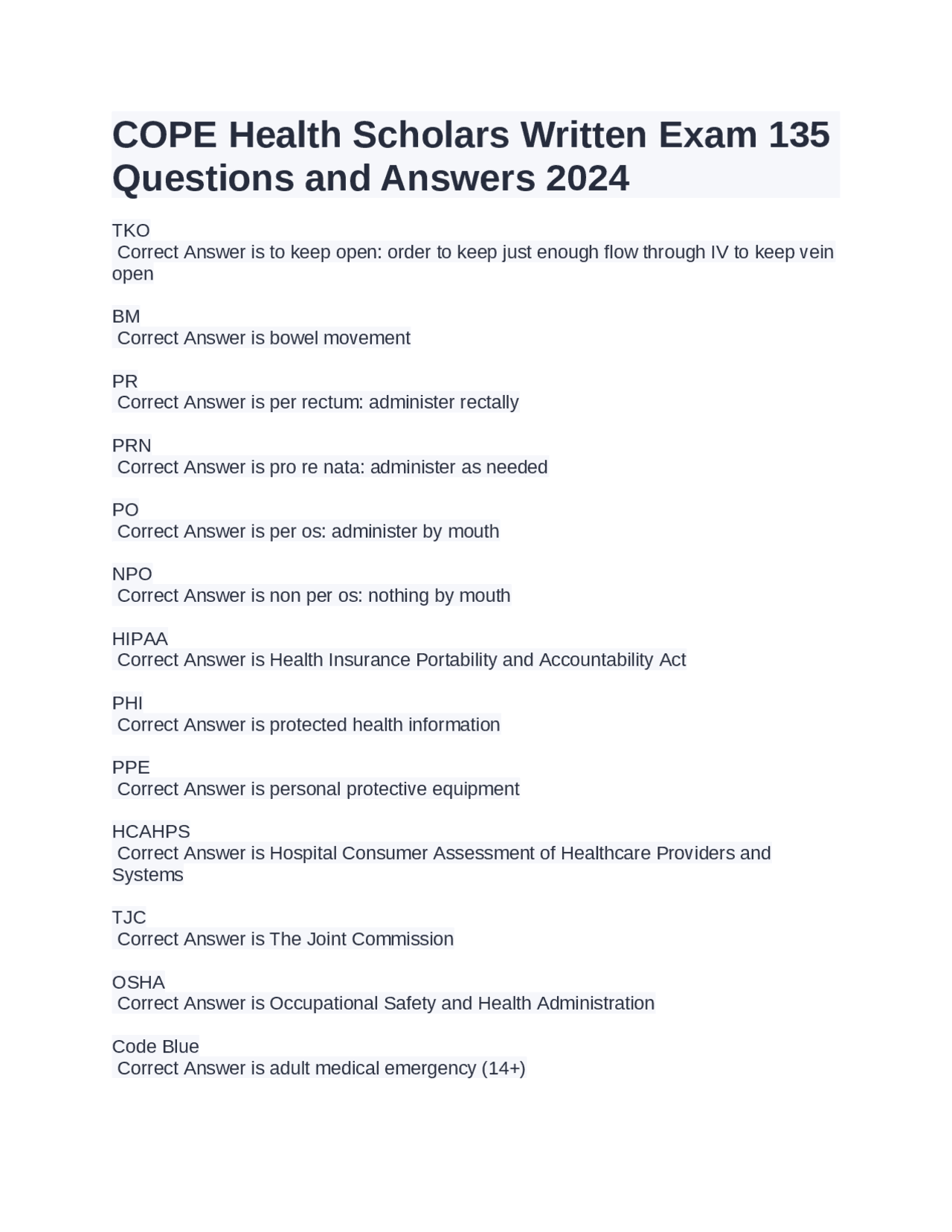 Health Scholars Exam Questions and Answers Exams Nursing Docsity