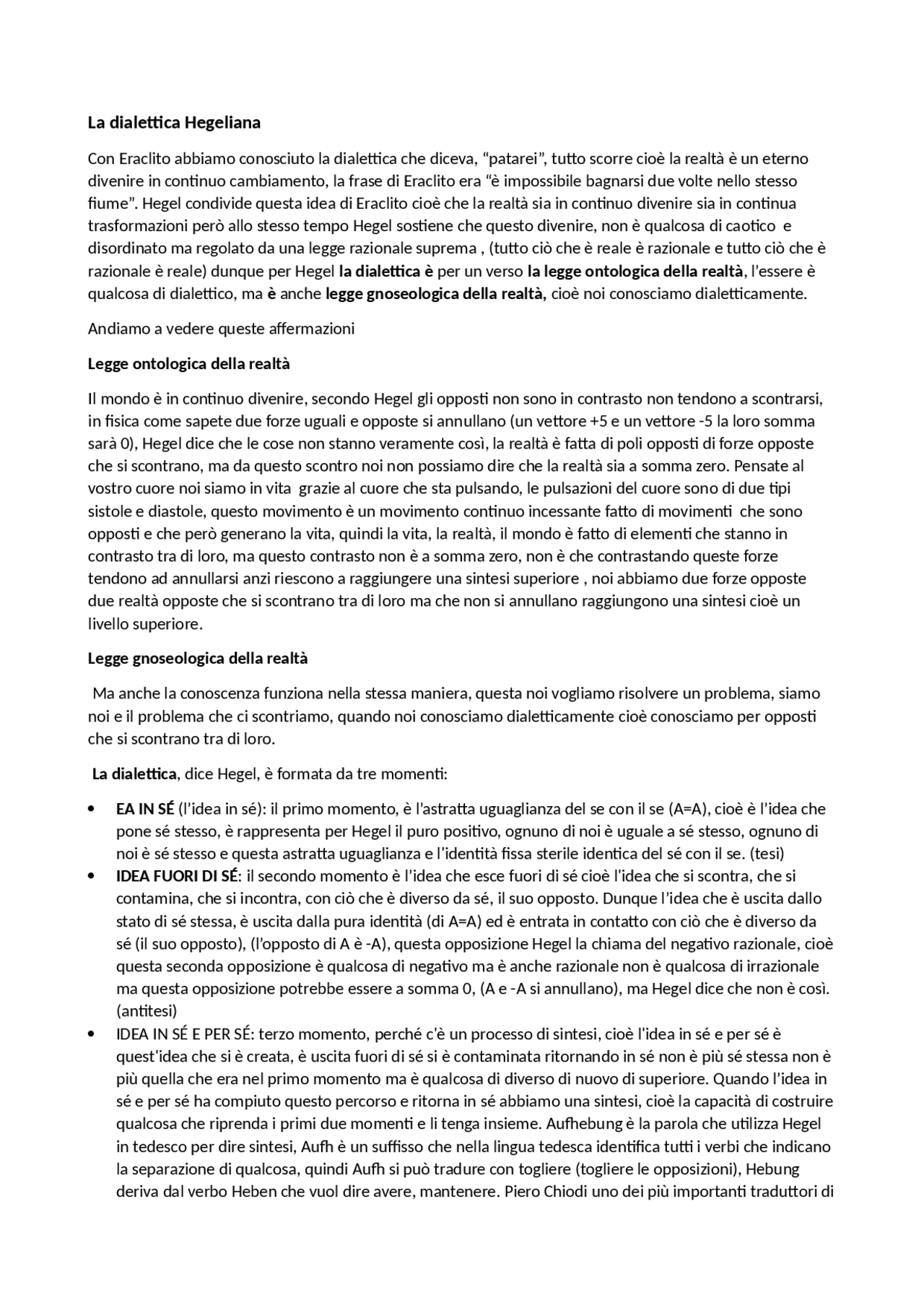La dialettica Hegeliana Appunti di Filosofia Docsity