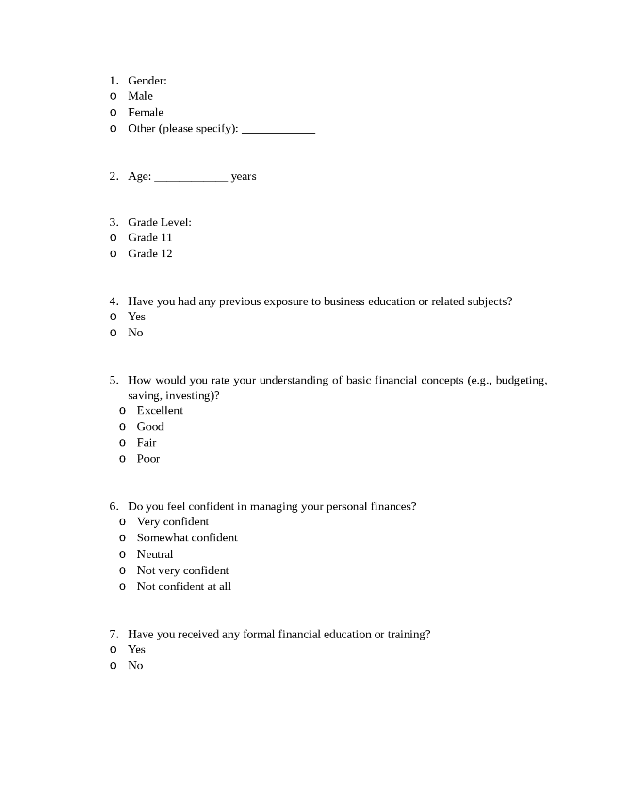 this is an example of a research instrument which is a survey ...