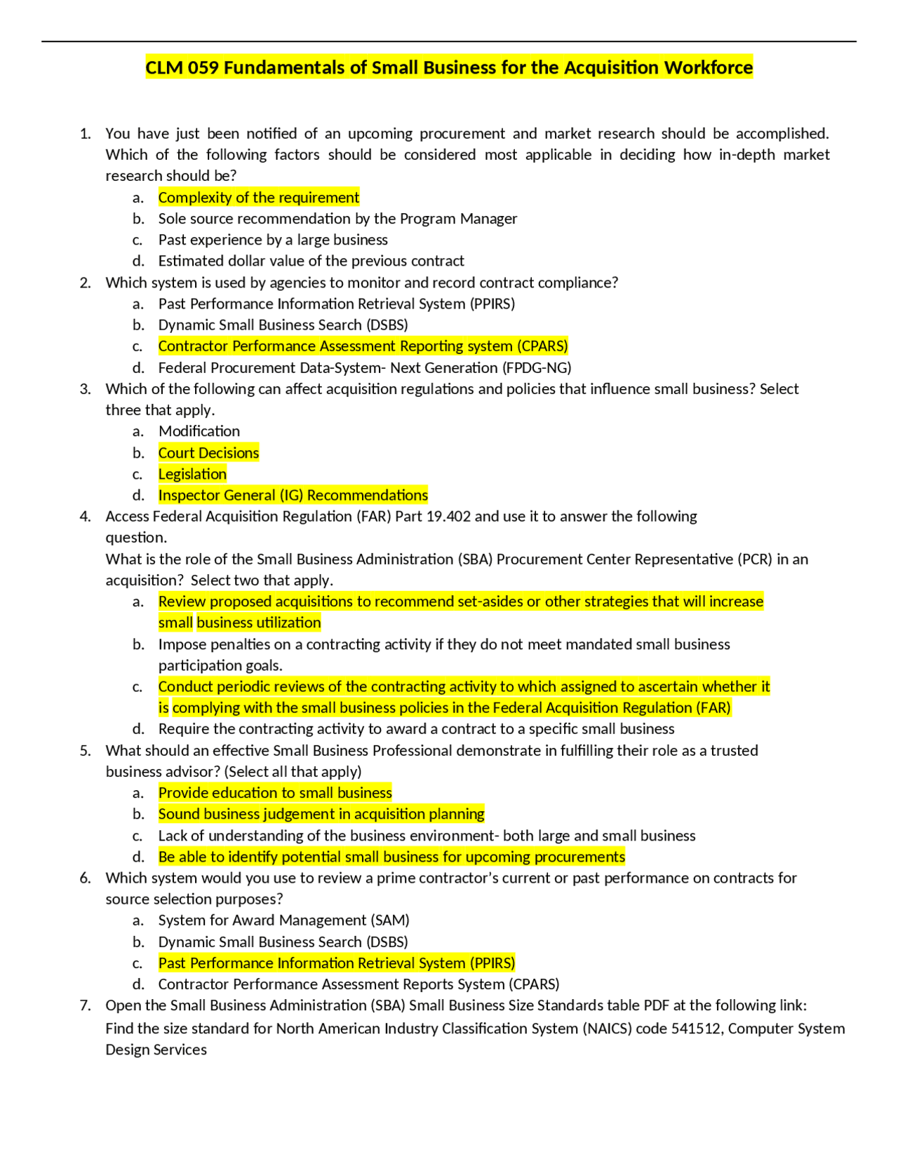 CLM 059 Fundamentals of Small Business for the Acquisition