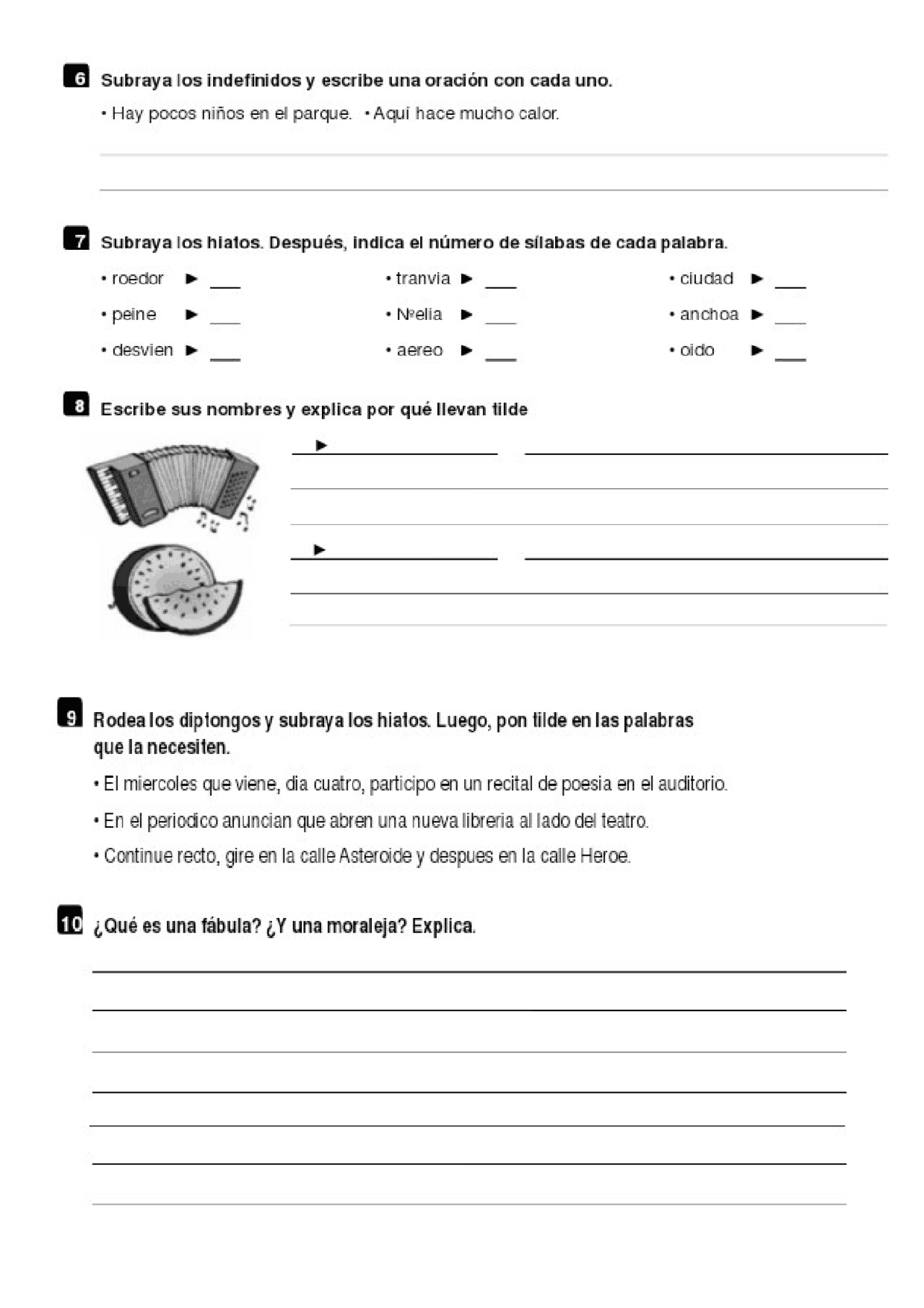 examen lengua 5 primaria | Apuntes de Lengua y Literatura | Docsity