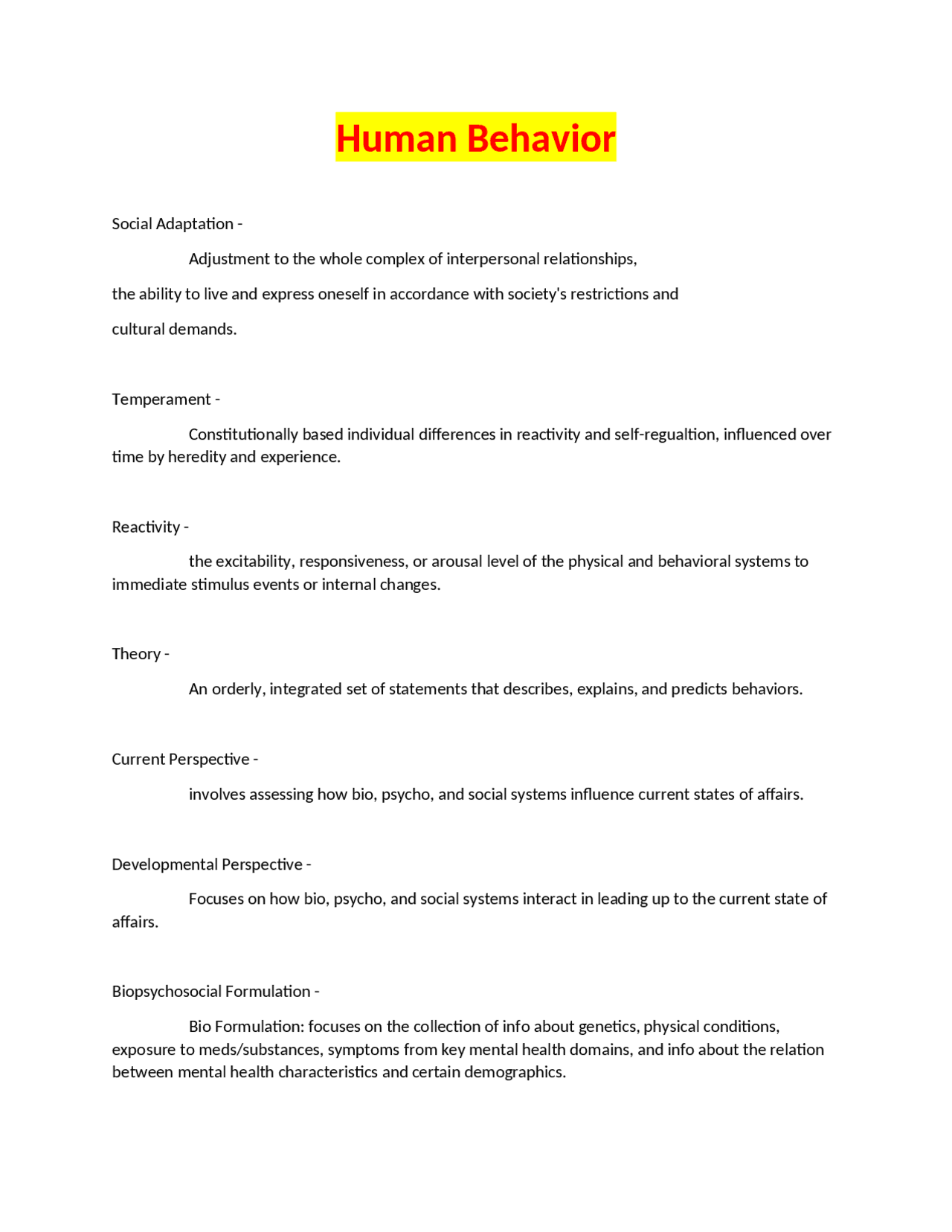 Human Behavior: Understanding Temperament, Social Adaptation, and ...