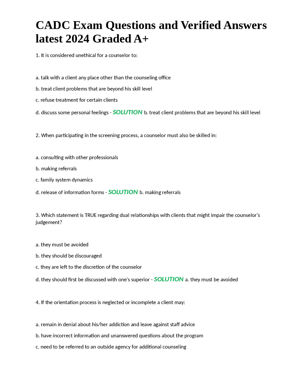 CADC Exam Questions and Verified Answers latest 2024 Graded A+ | Exams ...