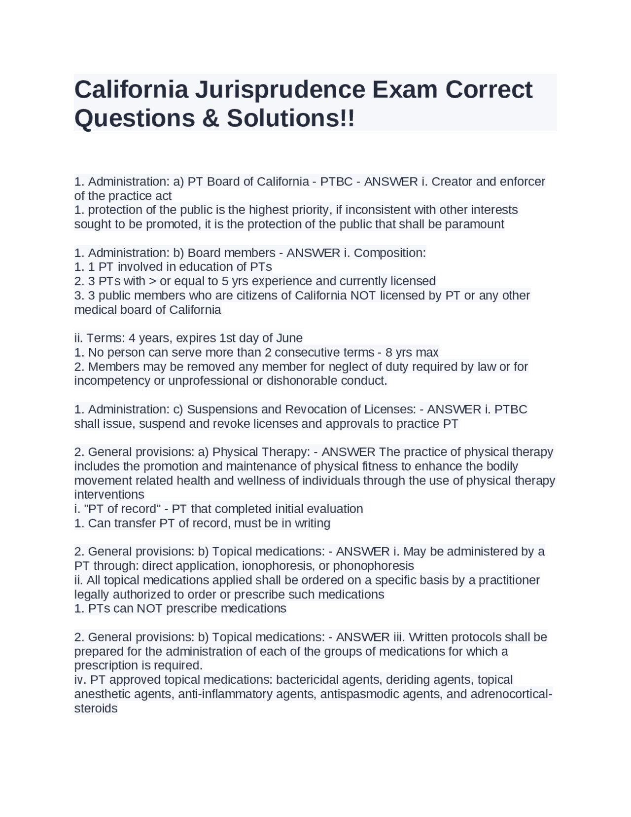 California Physical Therapy Practice Act: Licensing, Suspensions, and ...